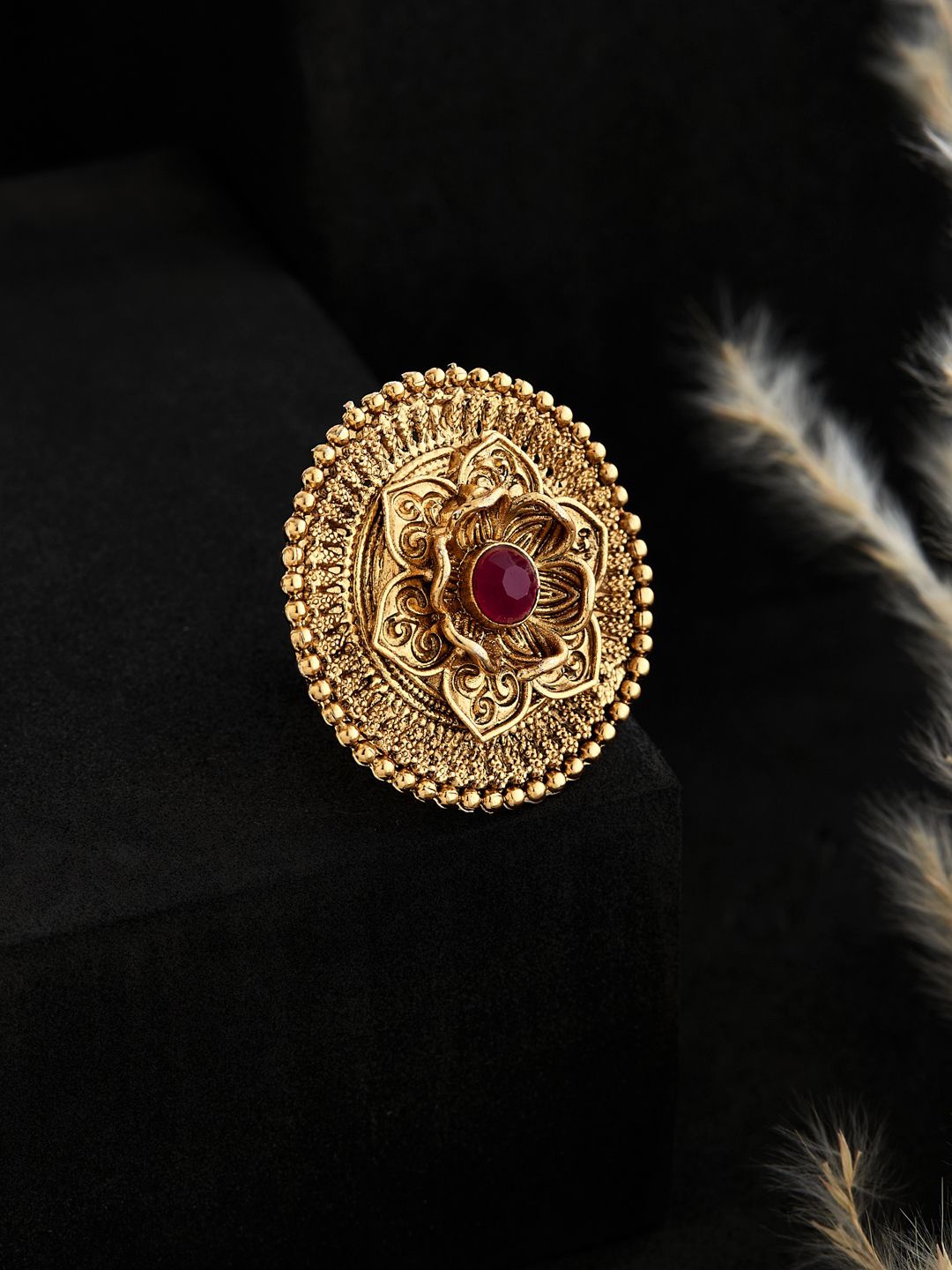 

ATIBELLE Gold Plated Stone Studded Finger-Ring