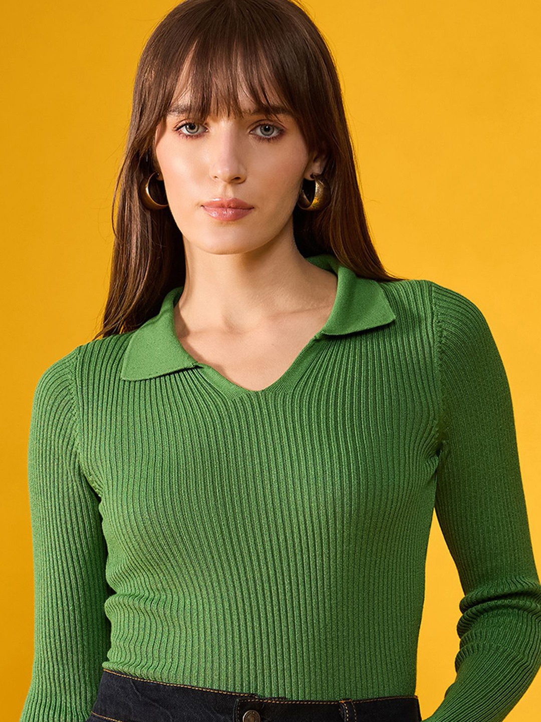 

98 Degree North Women Striped Pullover, Green