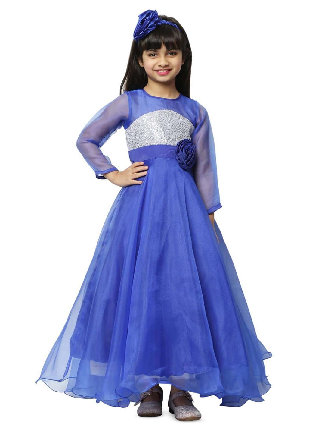 

Wish little Girls Fit & Flare Maxi Dress, Blue