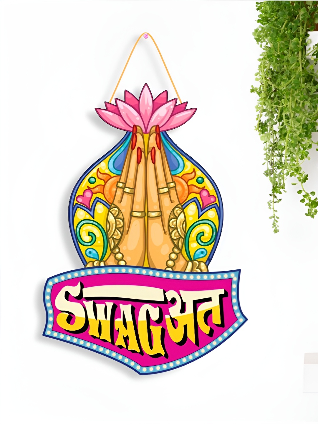 

Nupur Studios Yellow & Pink Swagath Printed Hanging Wall Decor