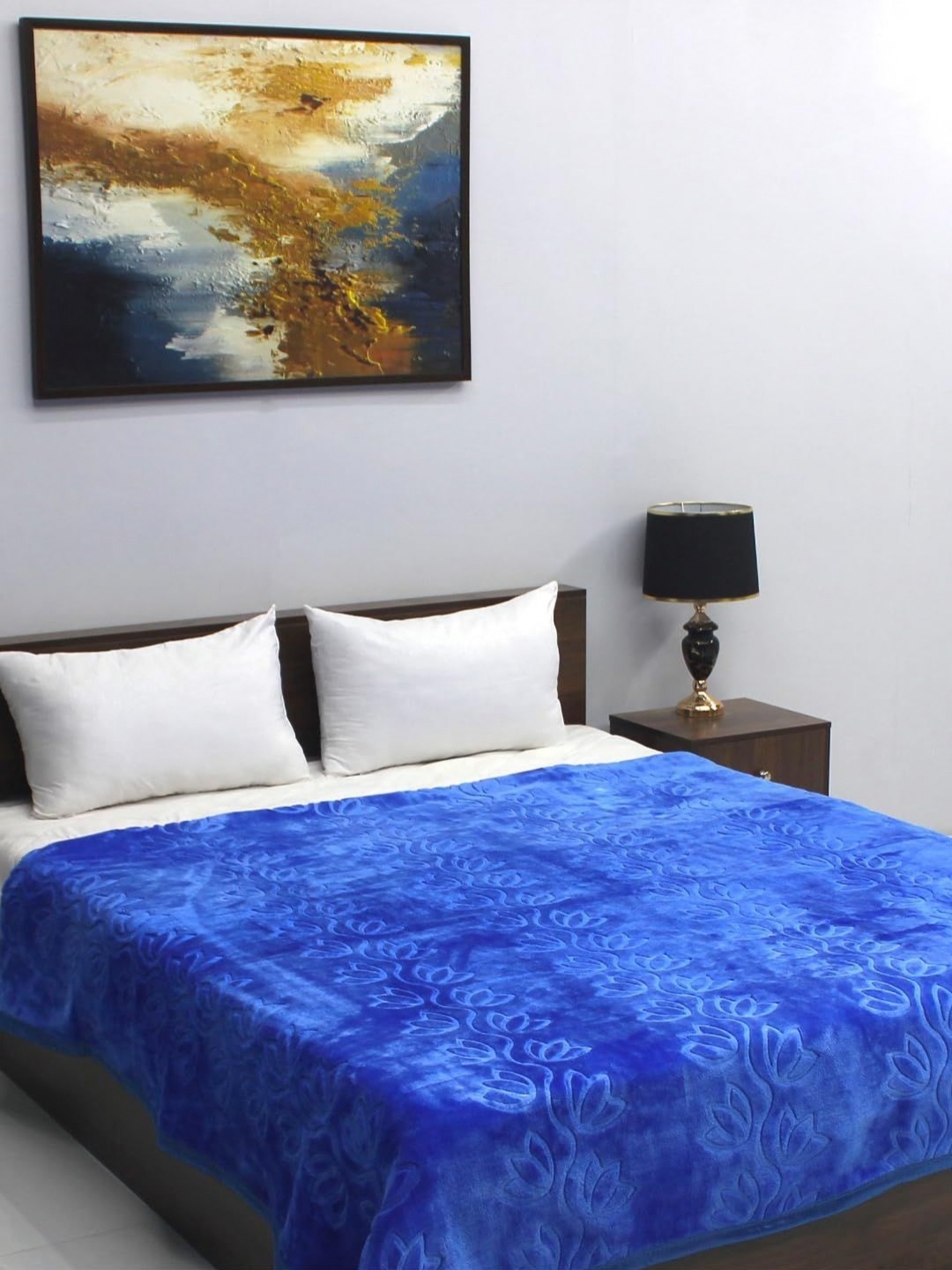 

CHICERY Blue Floral Heavy Winter Double King Bed Blanket