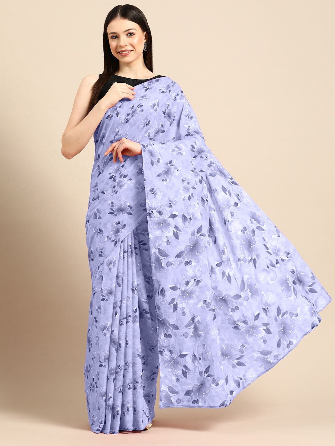 

BUTA BUTI Floral Pure Cotton Saree, Blue