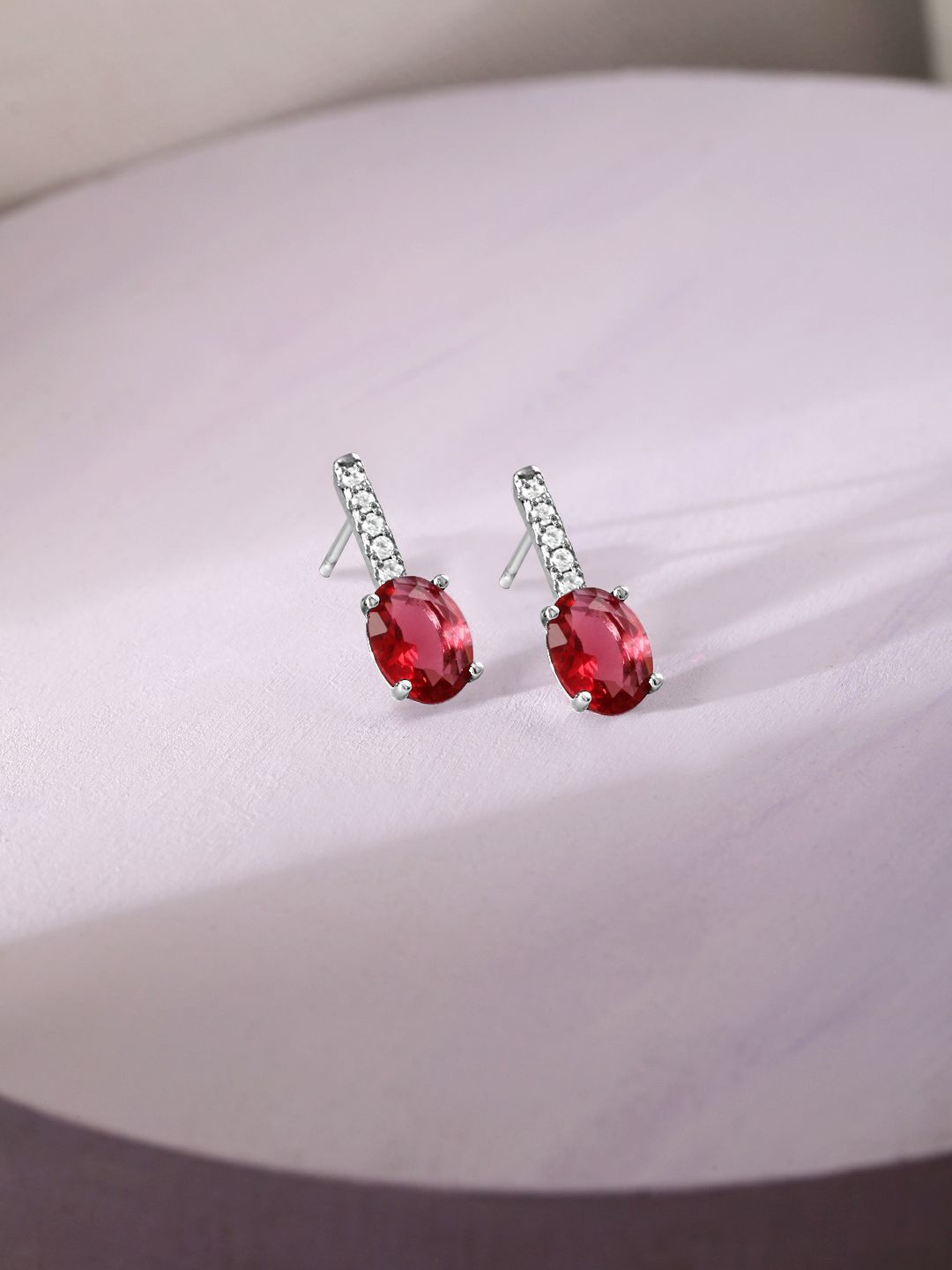 

Zavya 925 Sterling Silver Rhodium-Plated Cubic Zirconia Studded Geometric Studs