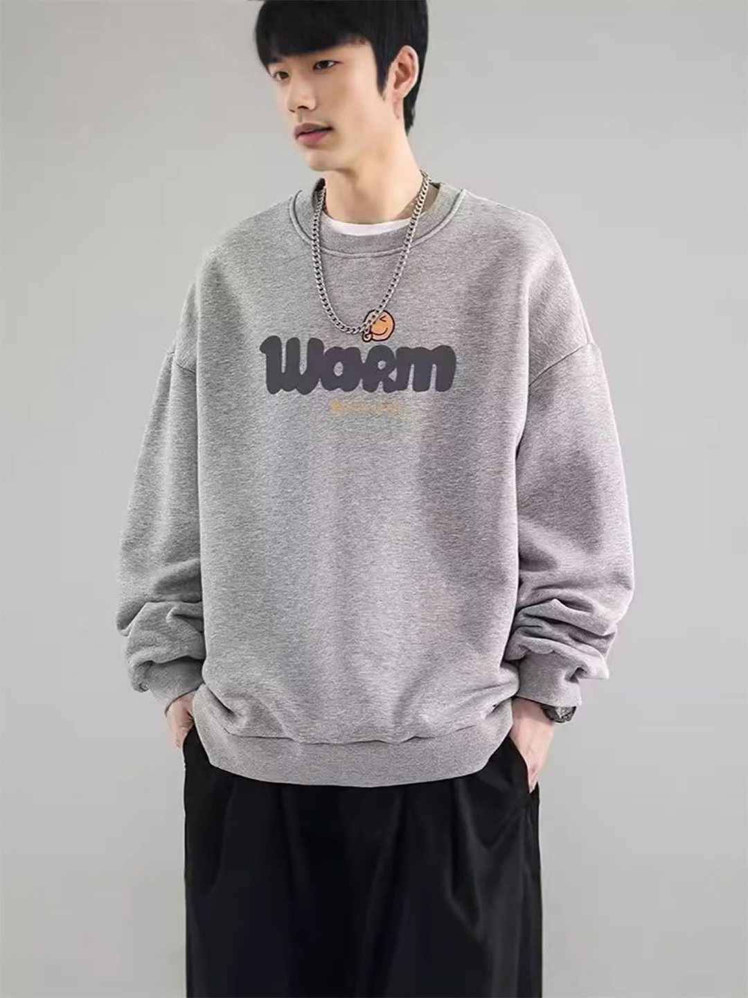 

StyleCast x Revolte Men Typography Printed Round Neck Pullover Sweatshirt, Grey
