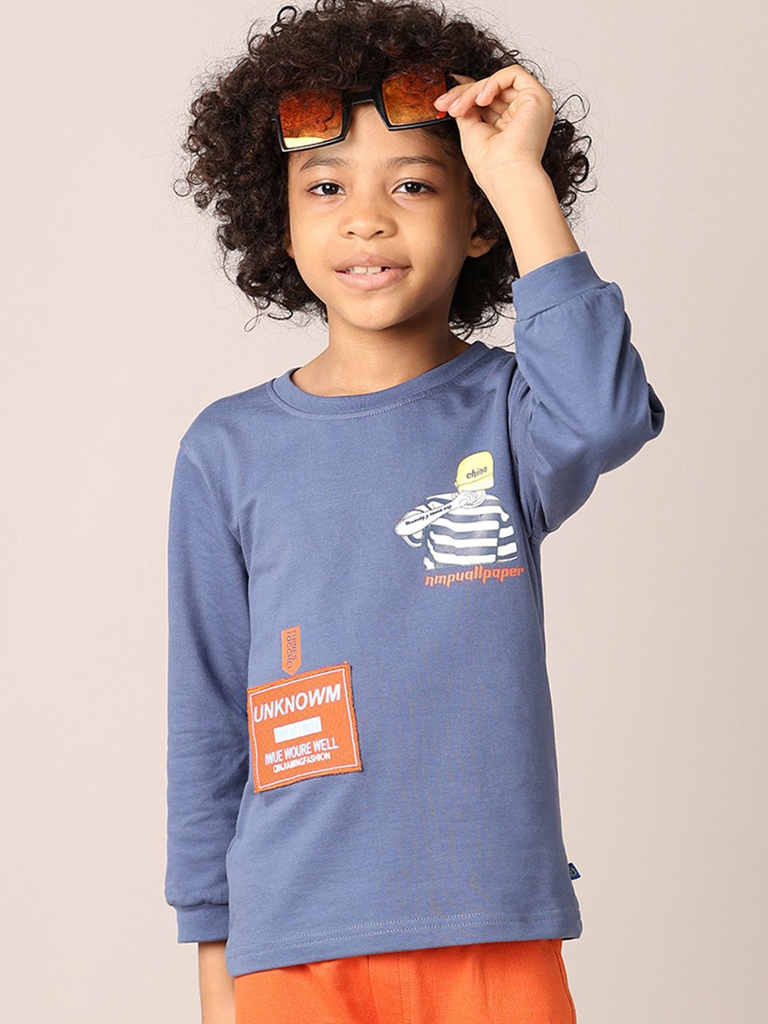 

V-Mart Boys Printed Pure Cotton T-shirt with Joggers, Navy blue