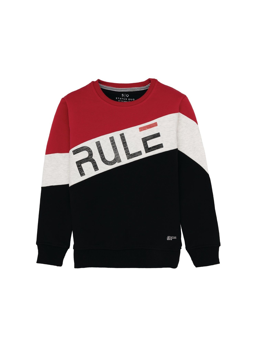 

Status Quo Boys Typography Printed Round Neck Cotton Pullover Sweatshirt, Red