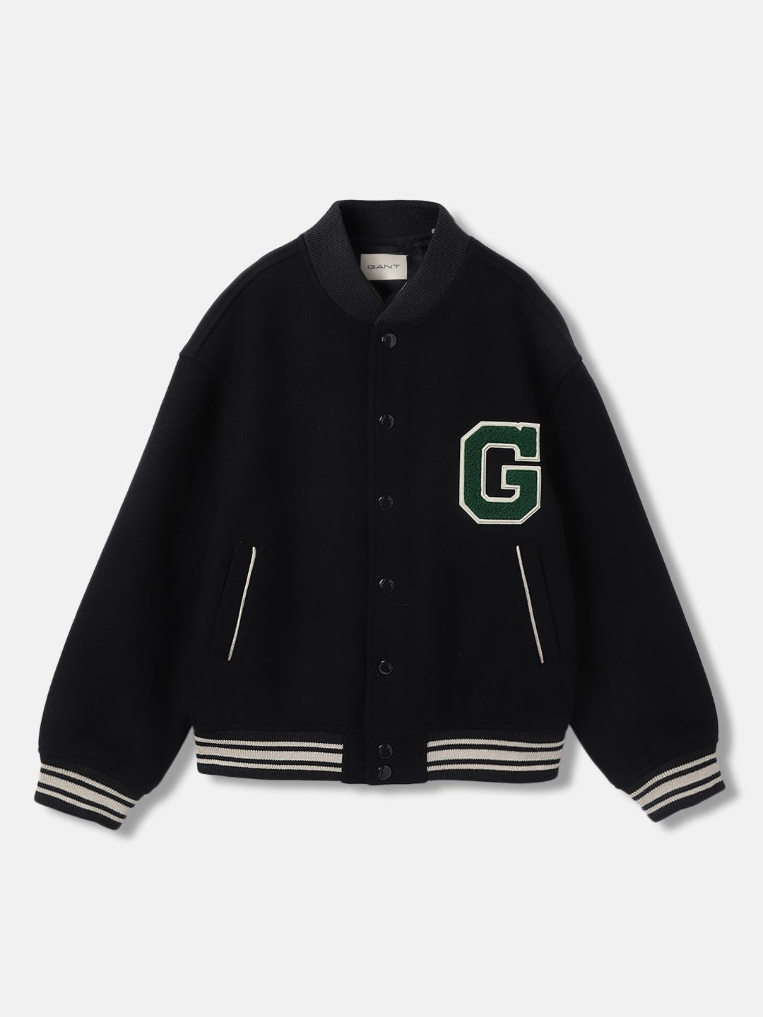 

GANT Boys Stand Collar Varsity Jacket, Black