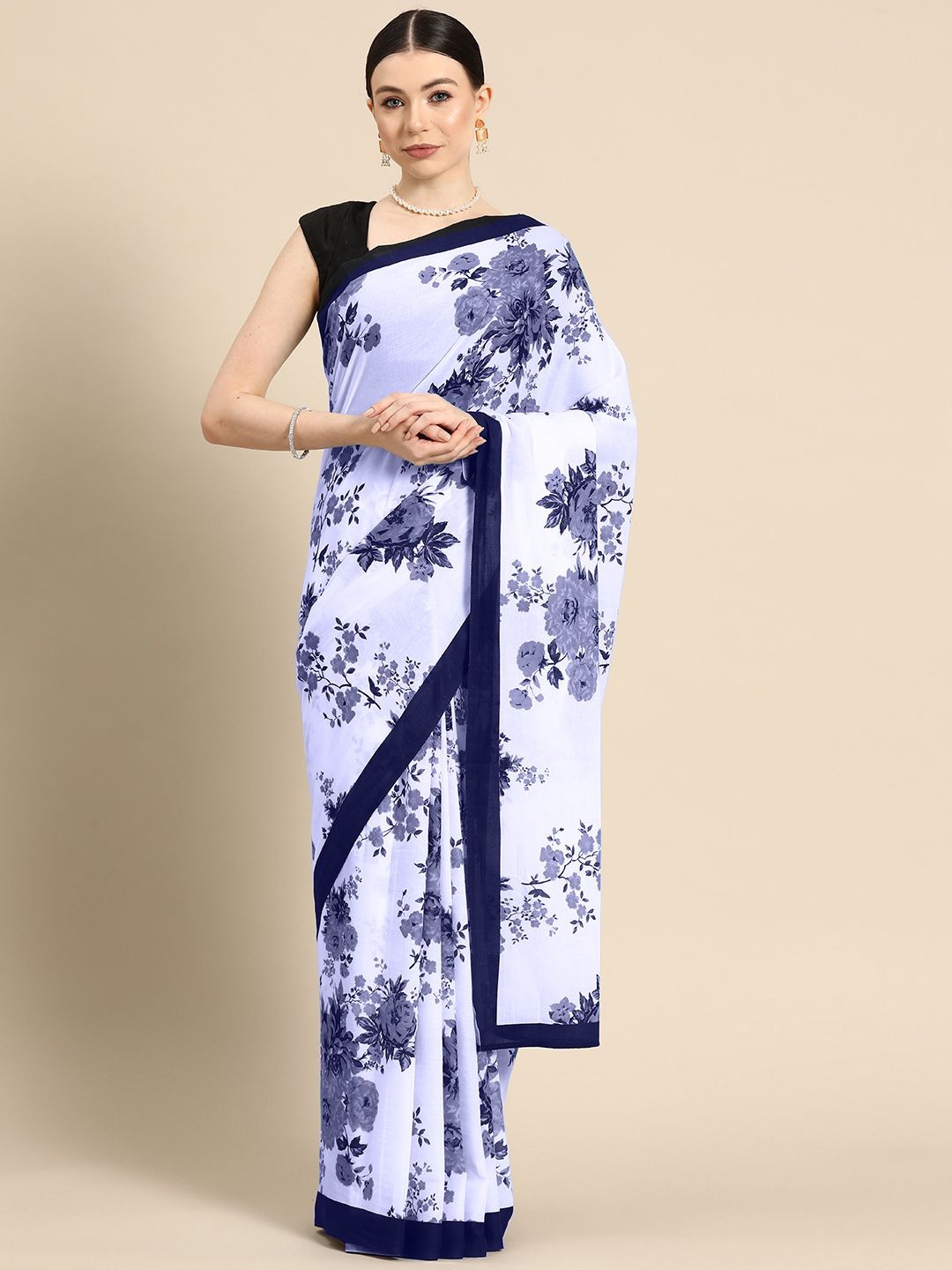 

BUTA BUTI Women Floral Pure Cotton Saree, Blue