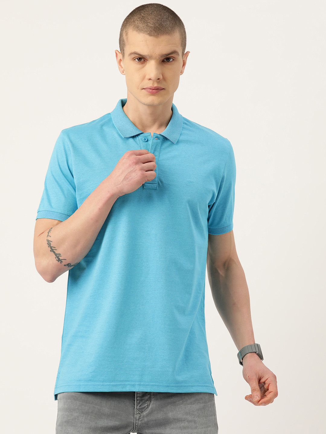 

Monte Carlo Men Polo Collar T-shirt, Turquoise blue