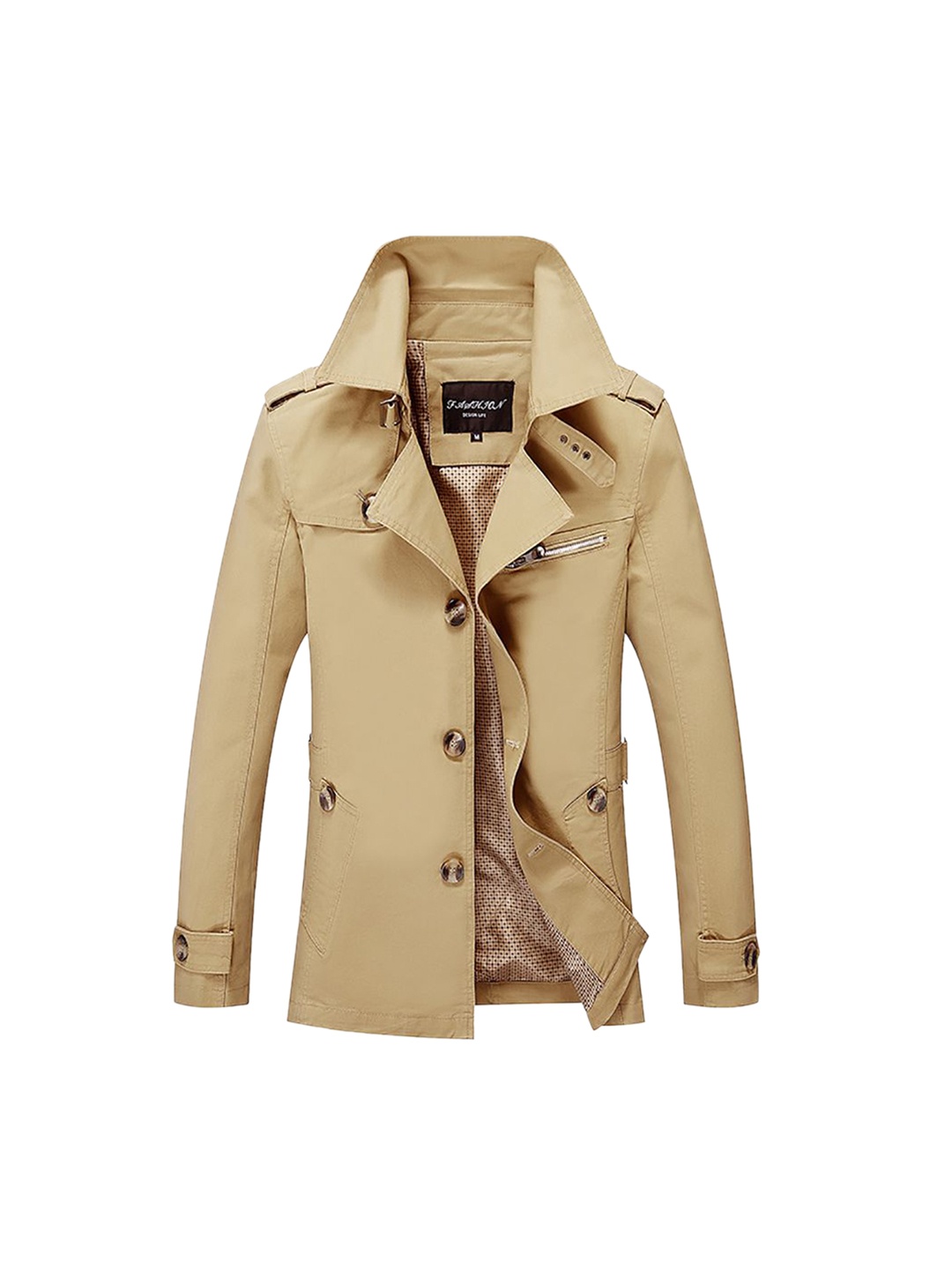 

StyleCast x Revolte Men Lapel Collar Outdoor Bomber Jacket, Beige