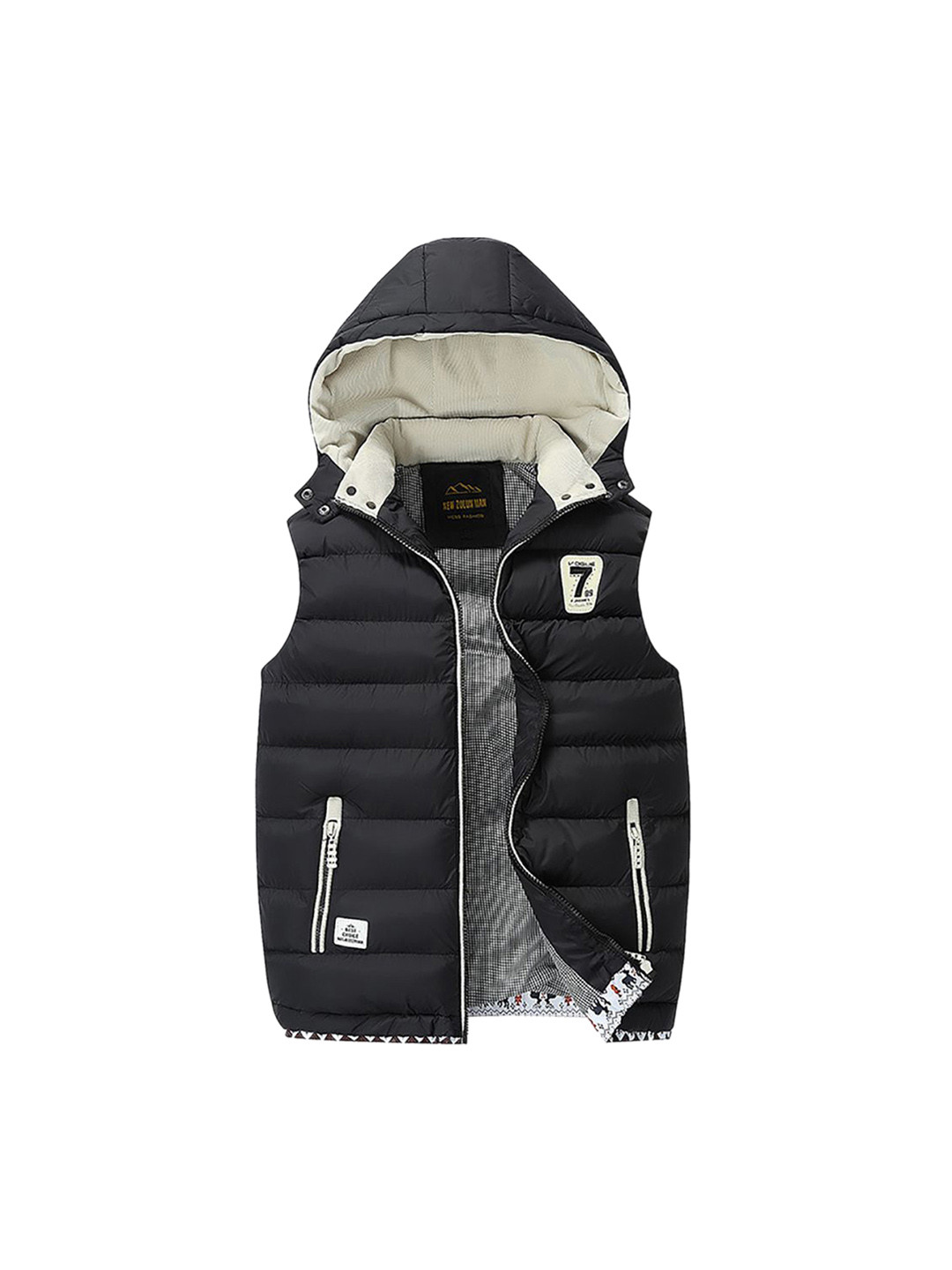 

StyleCast x Revolte Men Cotton Sleeveless Hooded neck Insulator Outdoor Padded Jacket, Black