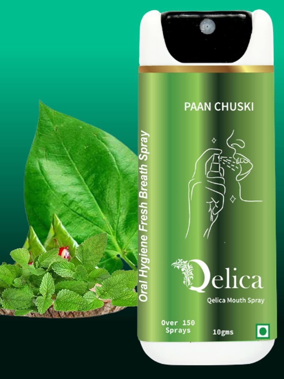 

Qelica Set Of 2 Paan Chuski & Double Apple Fresh Breath Spray-10g Each, Green