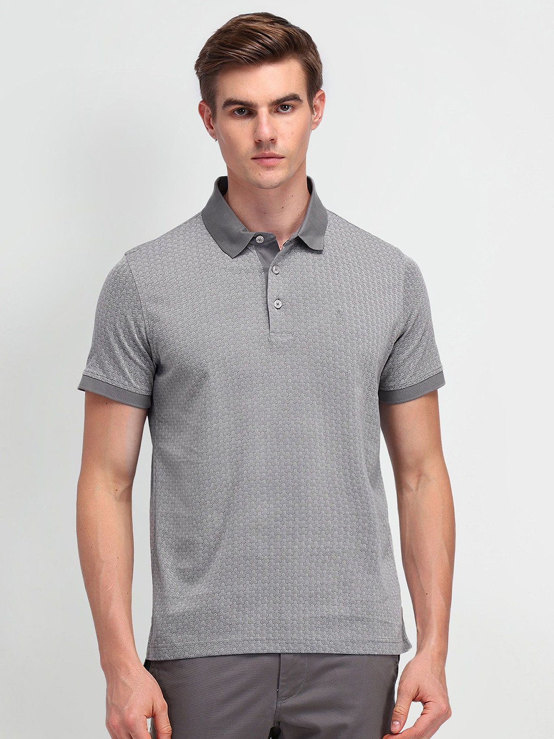 

Arrow Men Printed Polo Collar T-shirt, Grey