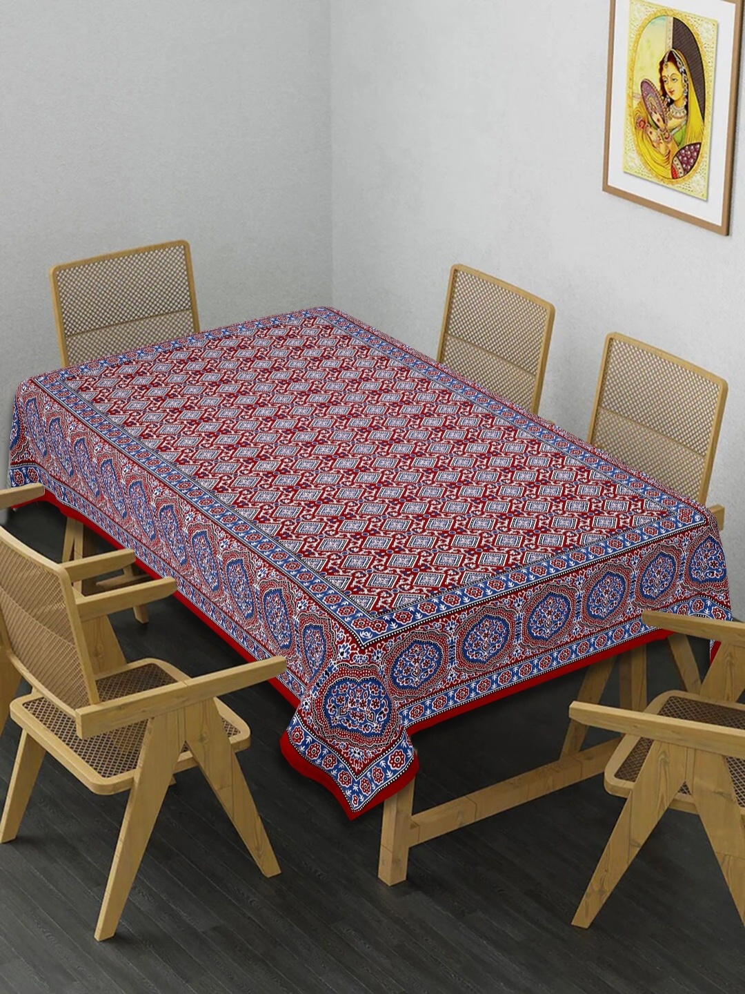 

Texstylers Maroon Floral Anti-Slip Cotton 6-Seater Table Cover