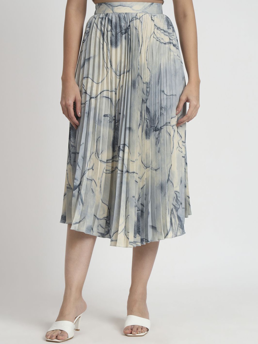 

ZWERLON Women Abstract Printed A-Line Midi Skirt, Grey