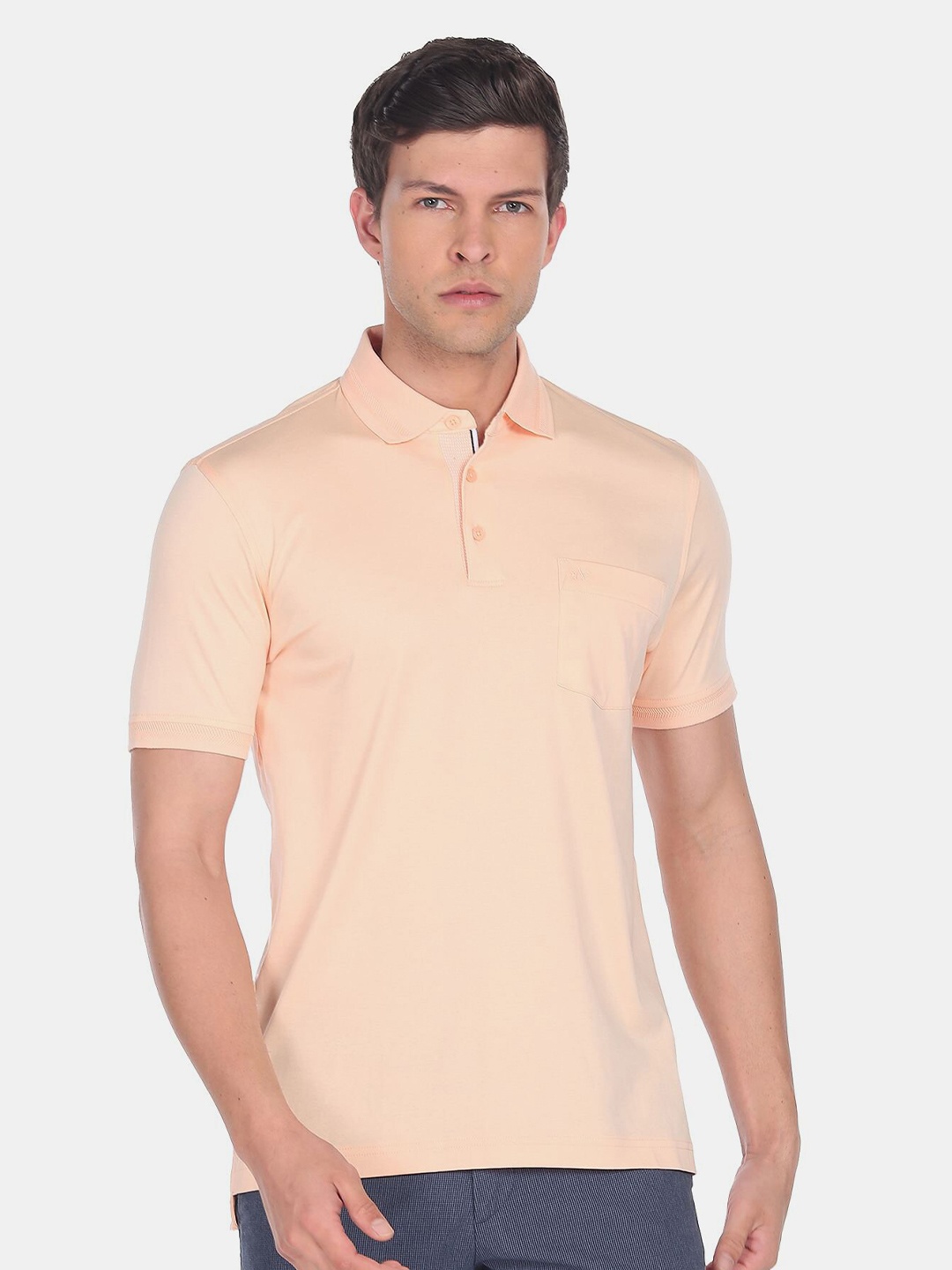 

Arrow Men Polo Collar Pure Cotton T-shirt, Peach