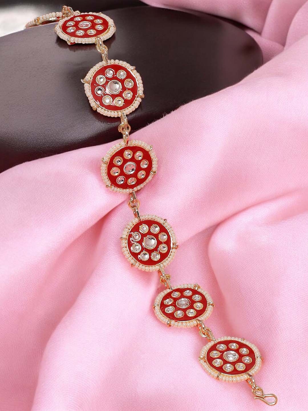 

OOMPH Kundan Studded Head Chains Meenakari Jewellery, Gold