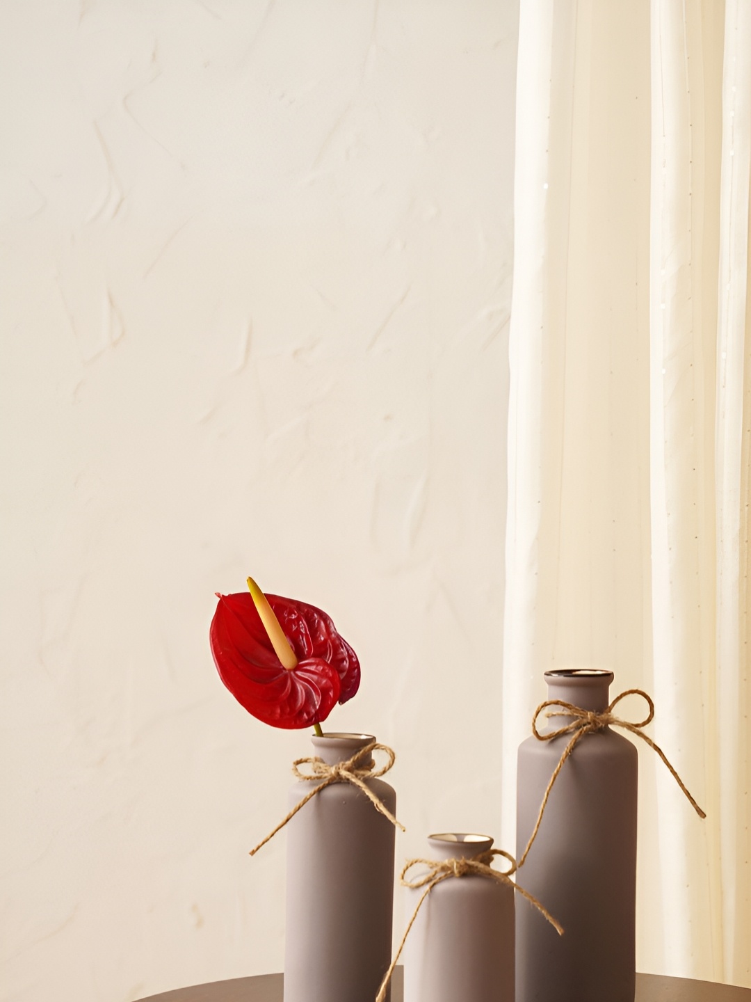 

PUREZENTO Beige & Brown 3 Pieces Ceramic Bottle Vases