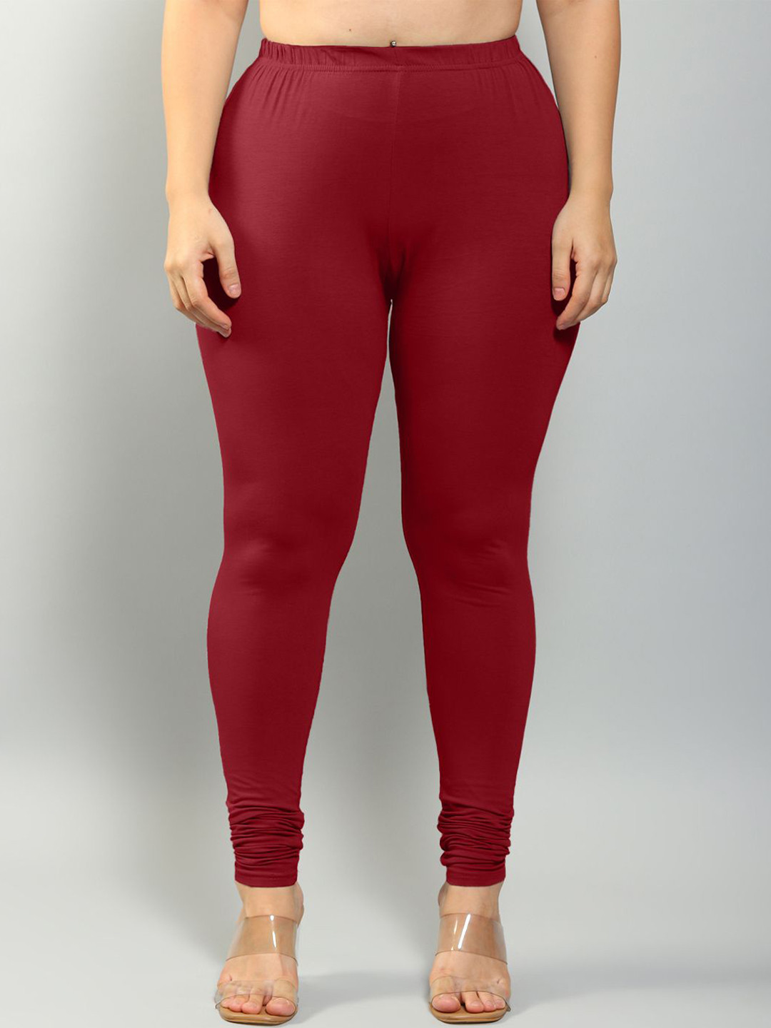 

Plus Size 4-Way Stretchable Churidar Length Leggings, Maroon