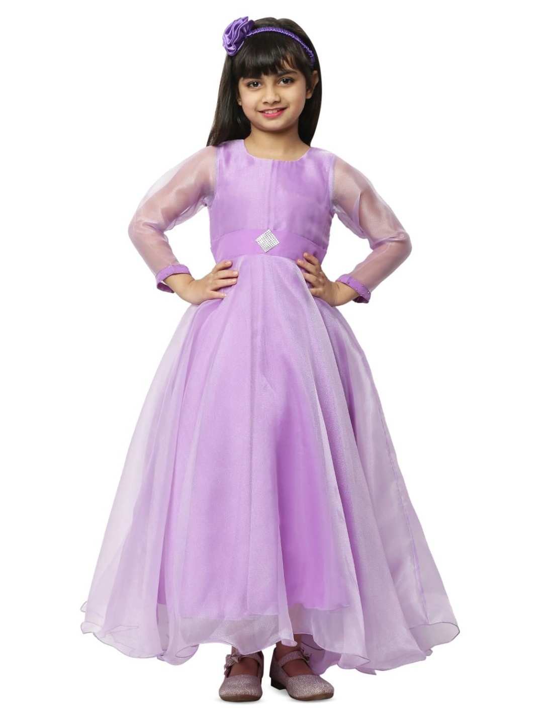 

Wish little Satin Fit & Flare Girls Maxi Dress, Lavender