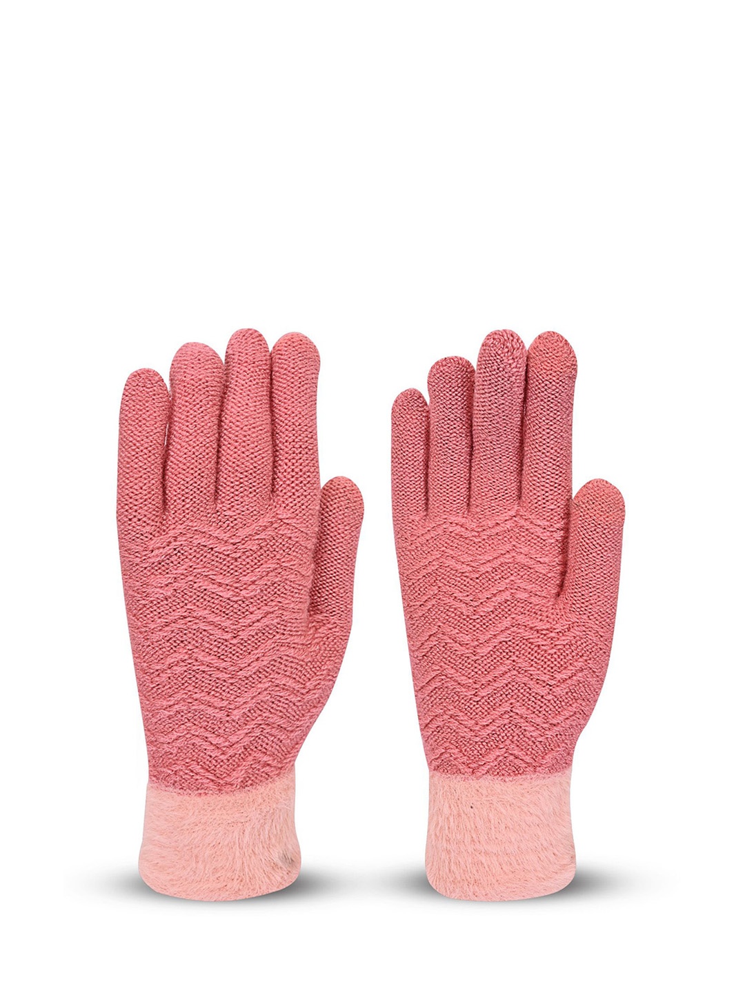 

LOOM LEGACY Women Patterned Acrylic Winter Gloves, Pink