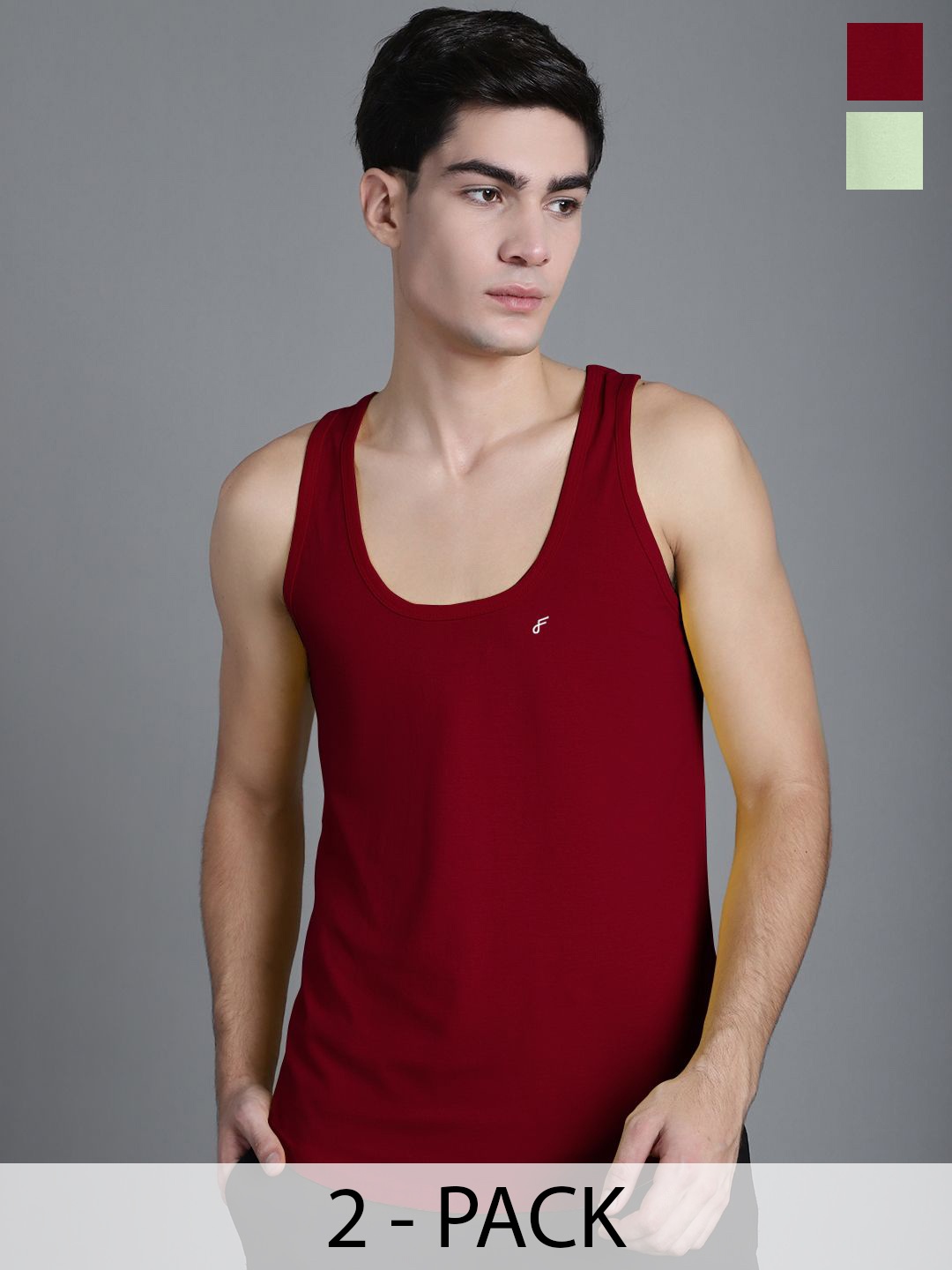 

FBAR Men Pack Of 2 Cotton Gym Innerwear Vests, Maroon