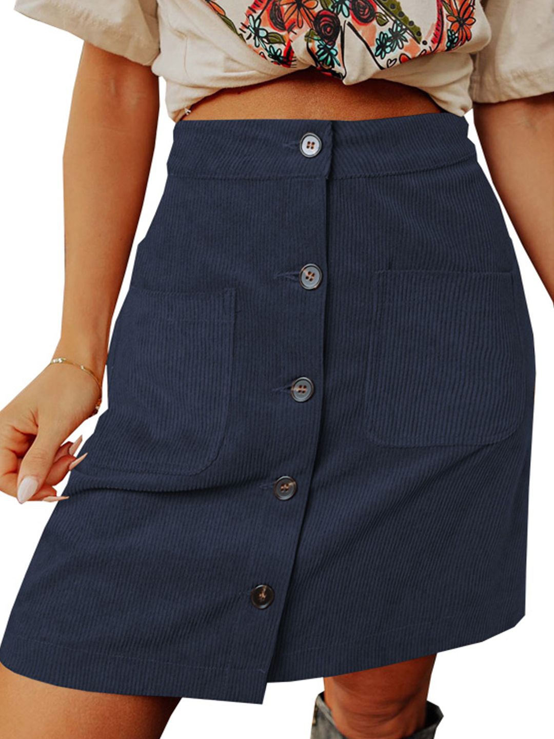 

StyleCast A-Line Mini Casual Skirt, Navy blue