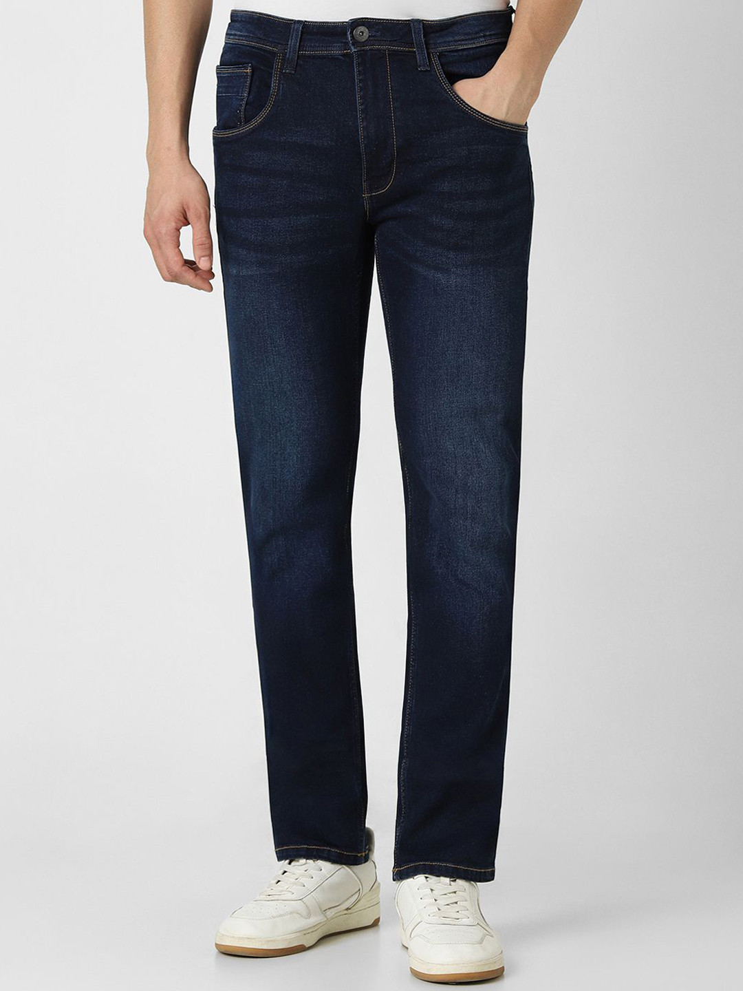 

VAN HEUSEN DENIM LABS Men Slim Fit Light Fade Jeans, Navy blue