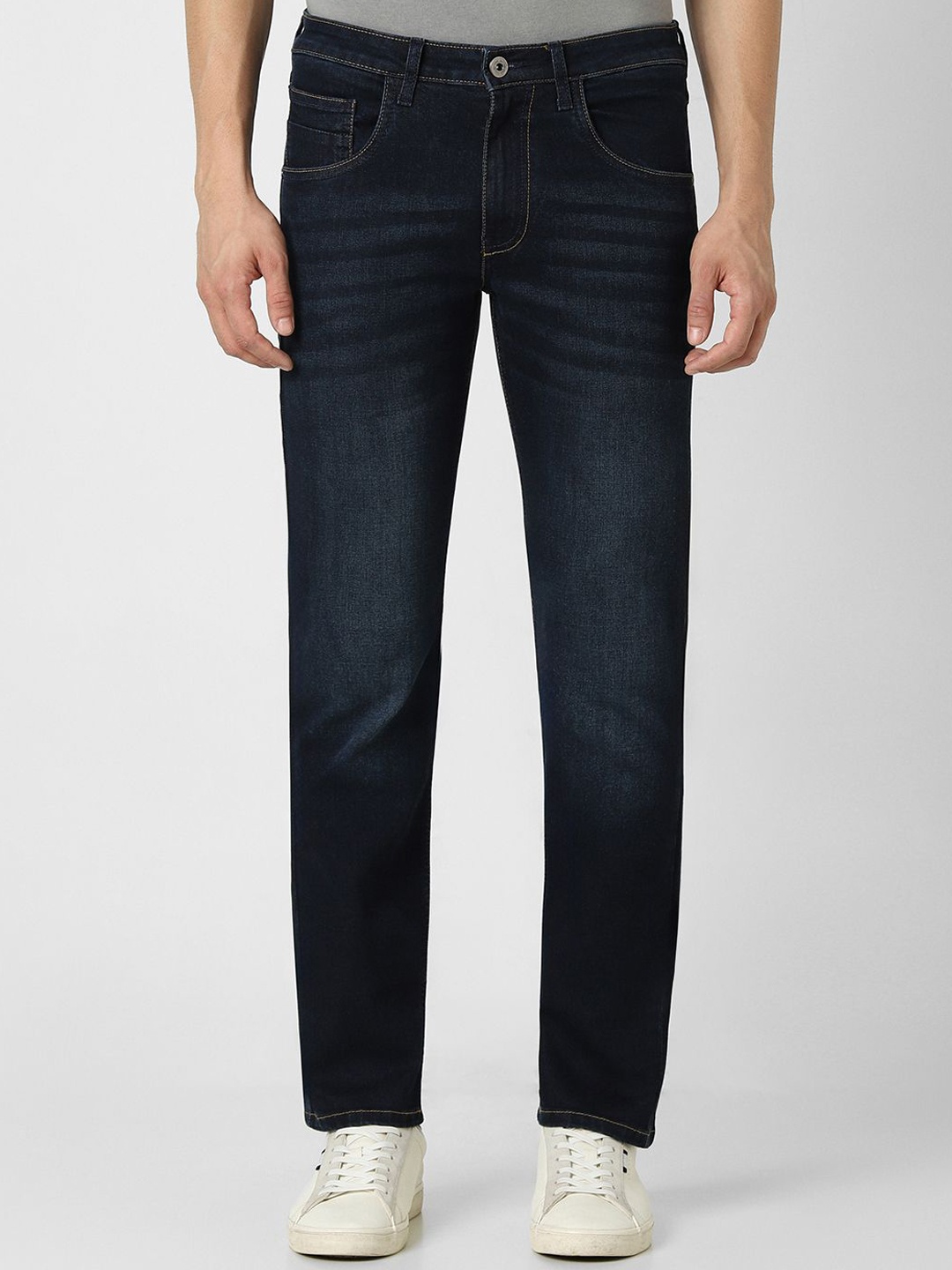 

VAN HEUSEN DENIM LABS Men Slim Fit Mid-Rise Heavy Fade Jeans, Navy blue