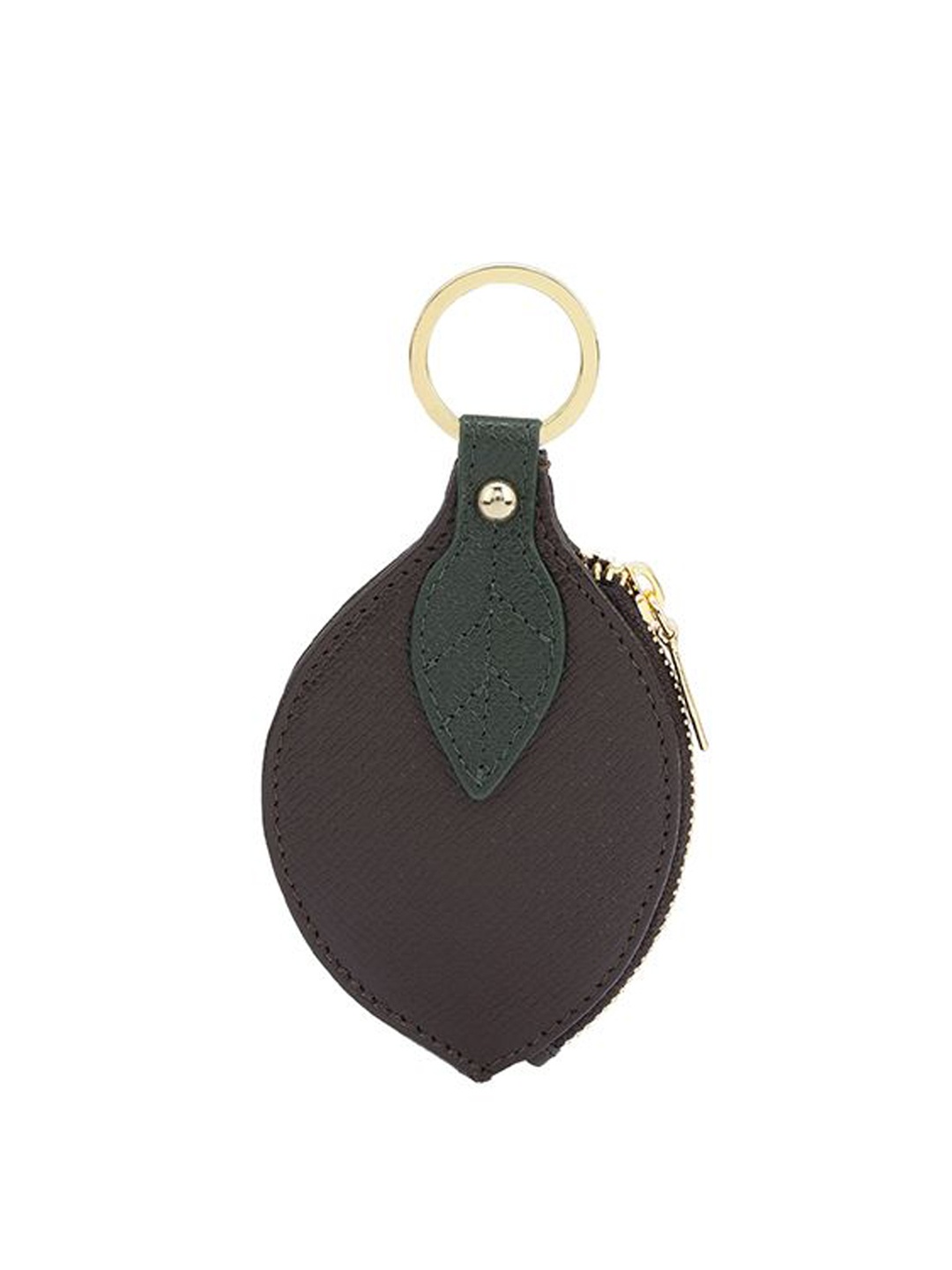 

Da Milano Textured Leather Key Chain, Brown