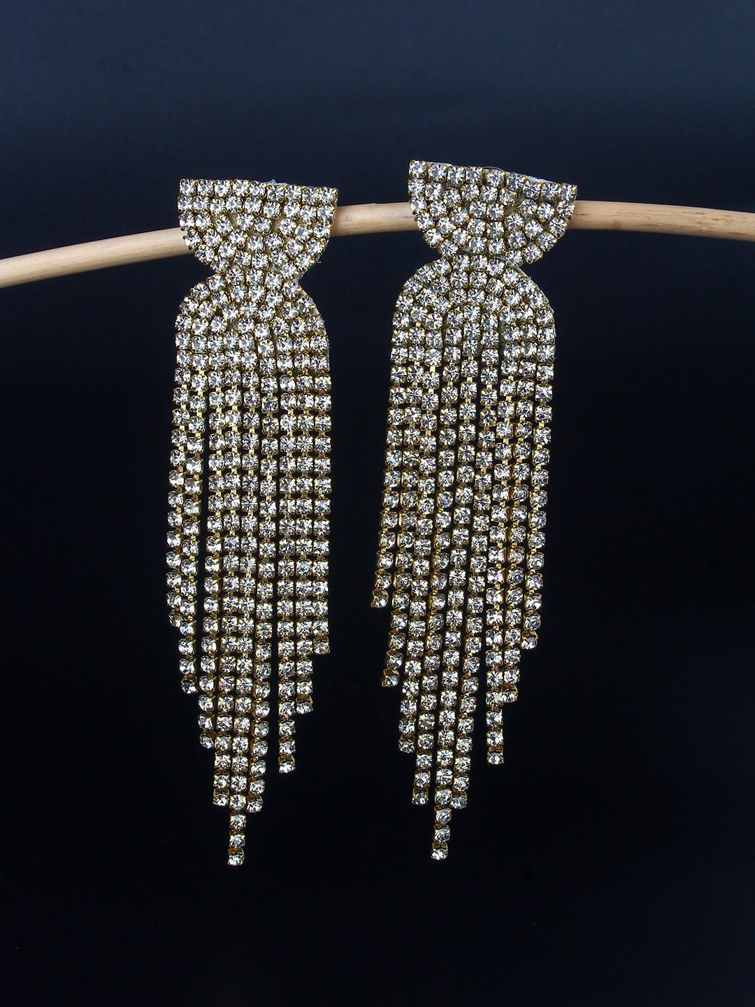 

KPOP Gold-Plated Rhinestone Studded Drop Earrings