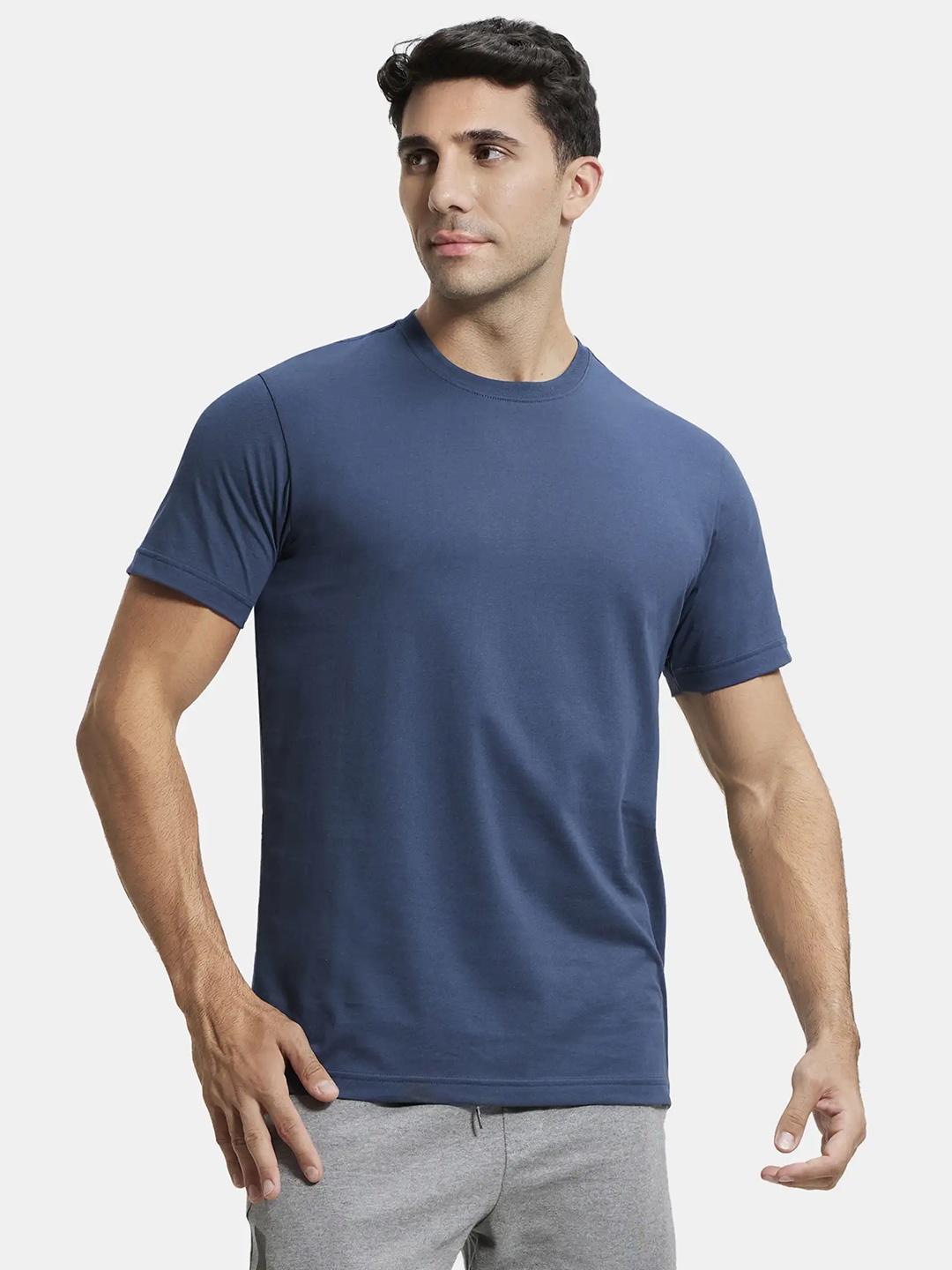 

Jockey Combed Cotton Rich Round Neck Half Sleeve Tshirt-2714, Grey