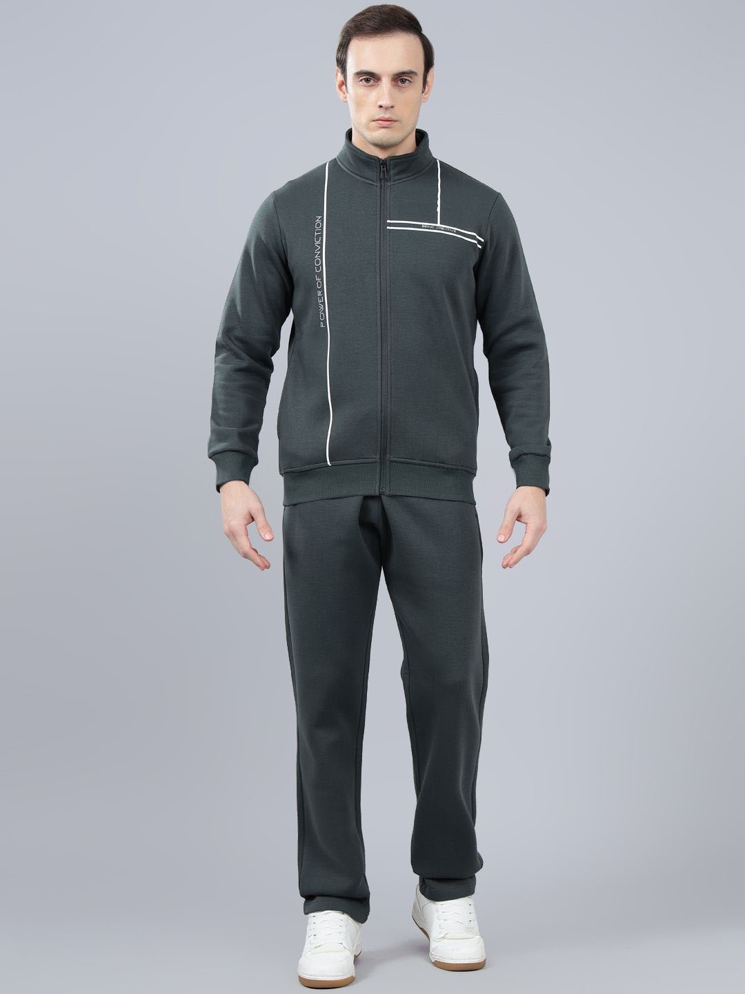 

Cantabil Men Printed Winter Track Suit, Grey