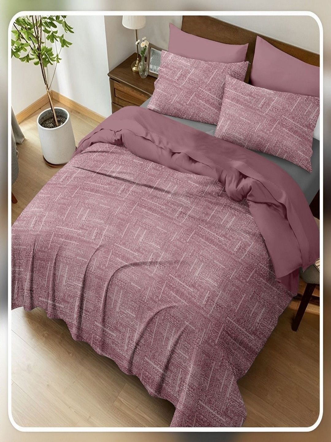 

CHICERY Purple & Off White 400 TC King Bedsheet with 2 Pillow Covers