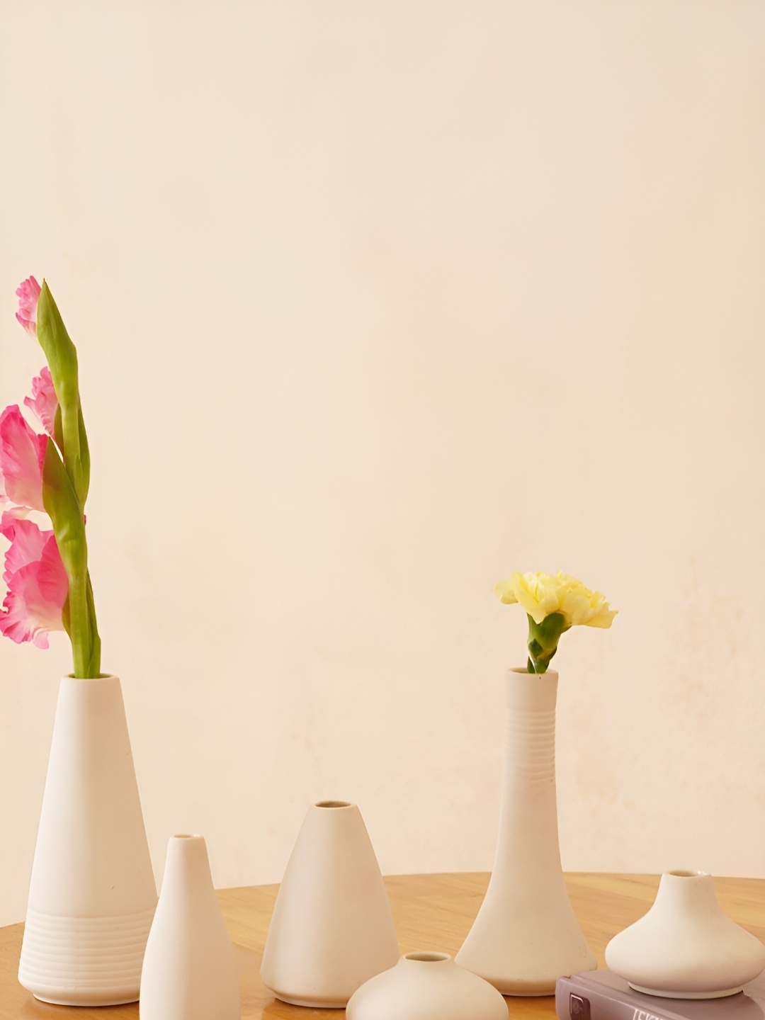 

PUREZENTO Japenese Ikeban White 6 Pieces Flower Vases
