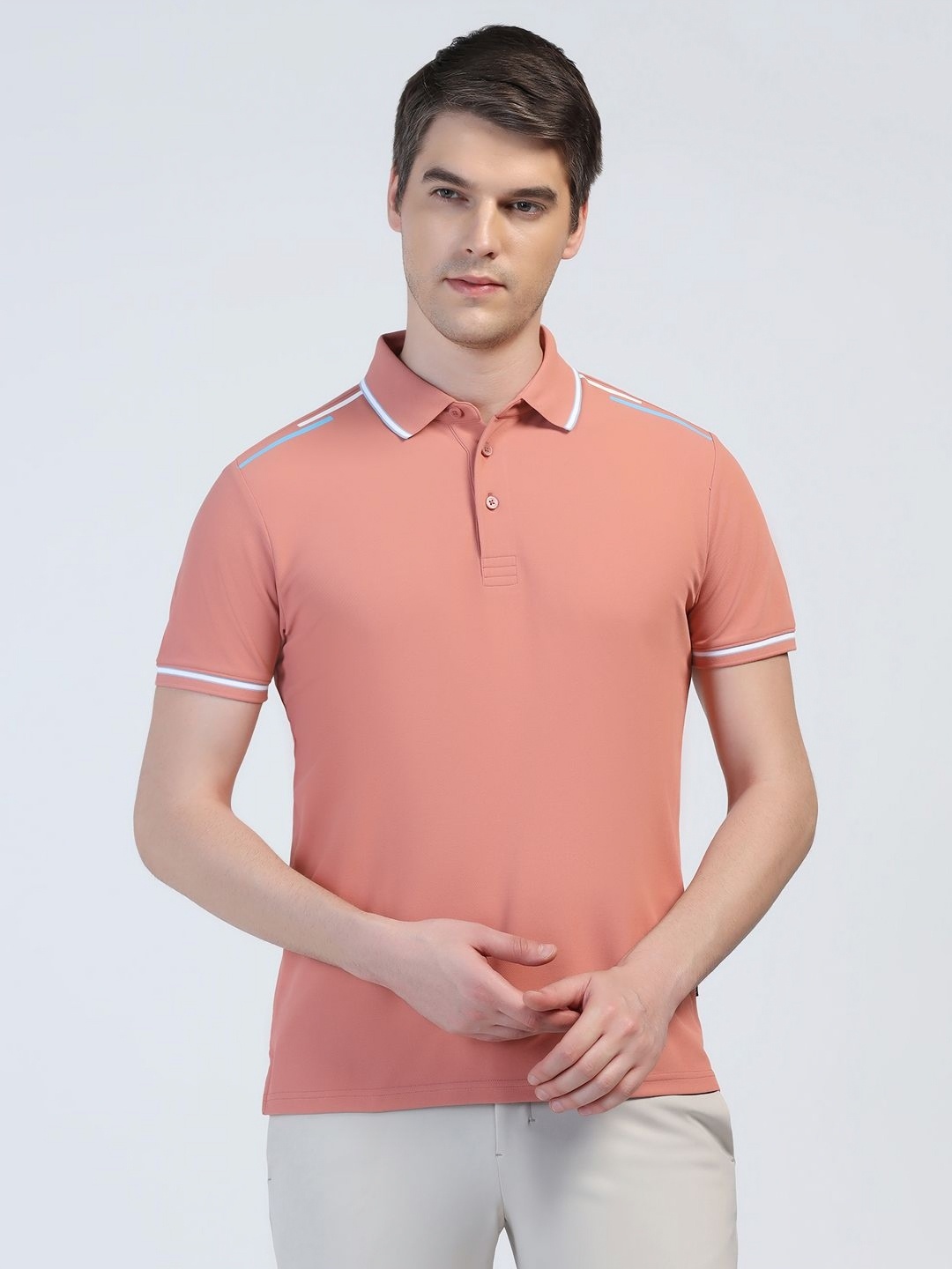 

Blackberrys Men Polo Collar Pockets Slim Fit T-shirt, Pink