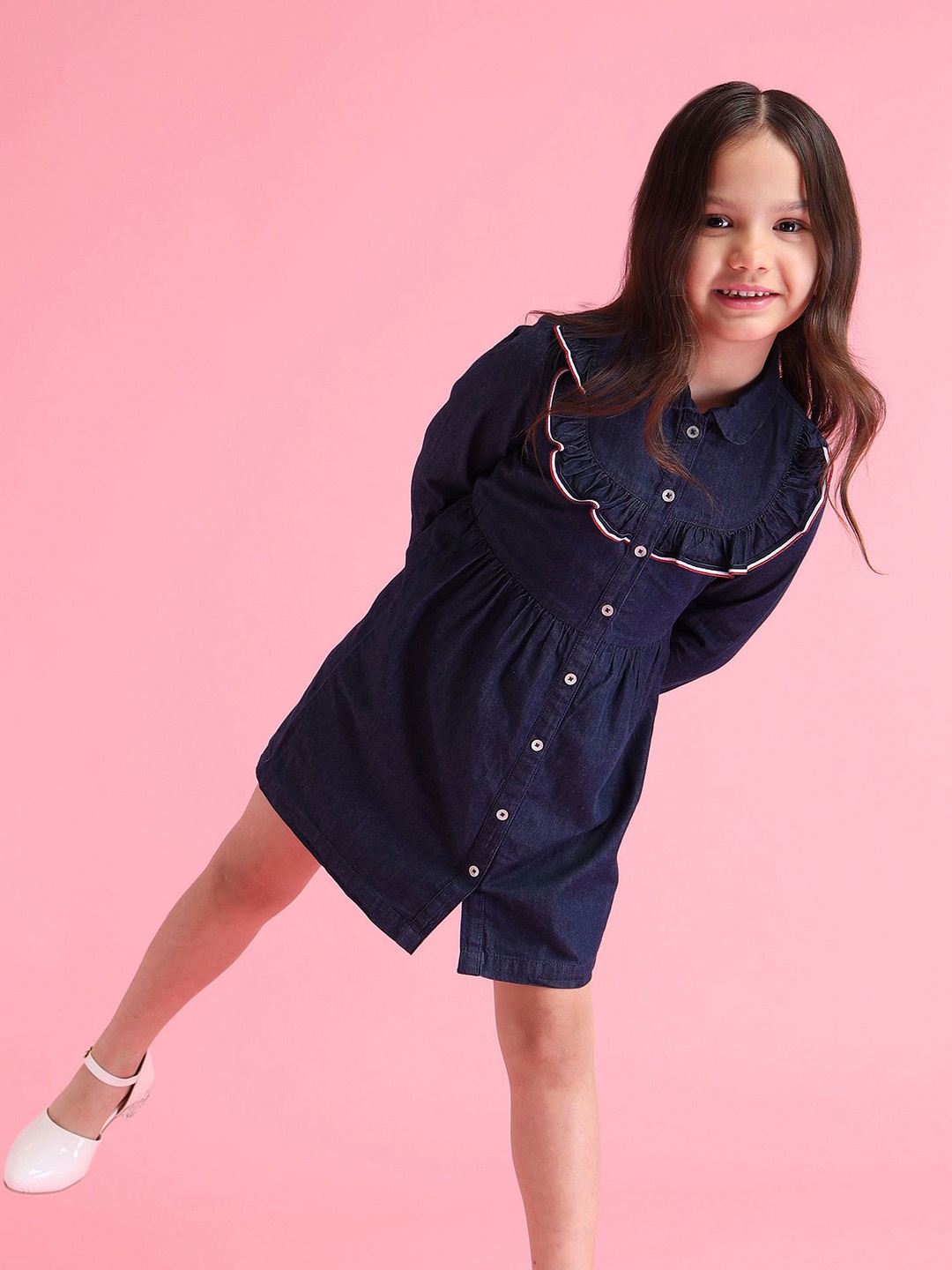 

U.S. Polo Assn. Kids Girls Cotton Shirt Dress, Blue