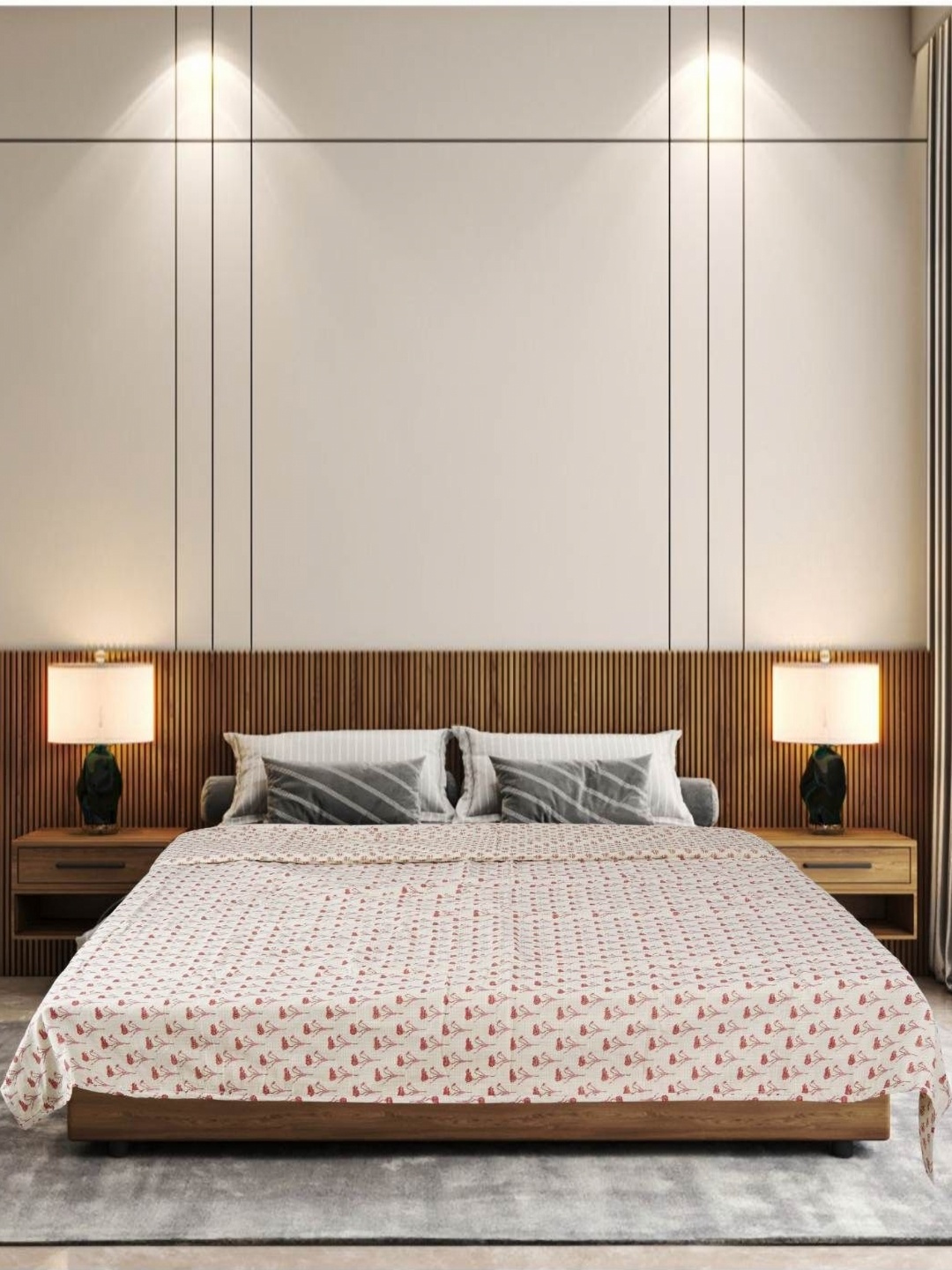 

Block Print Story Red & White Ethnic Motifs AC Room 210 GSM Single Bed Dohar