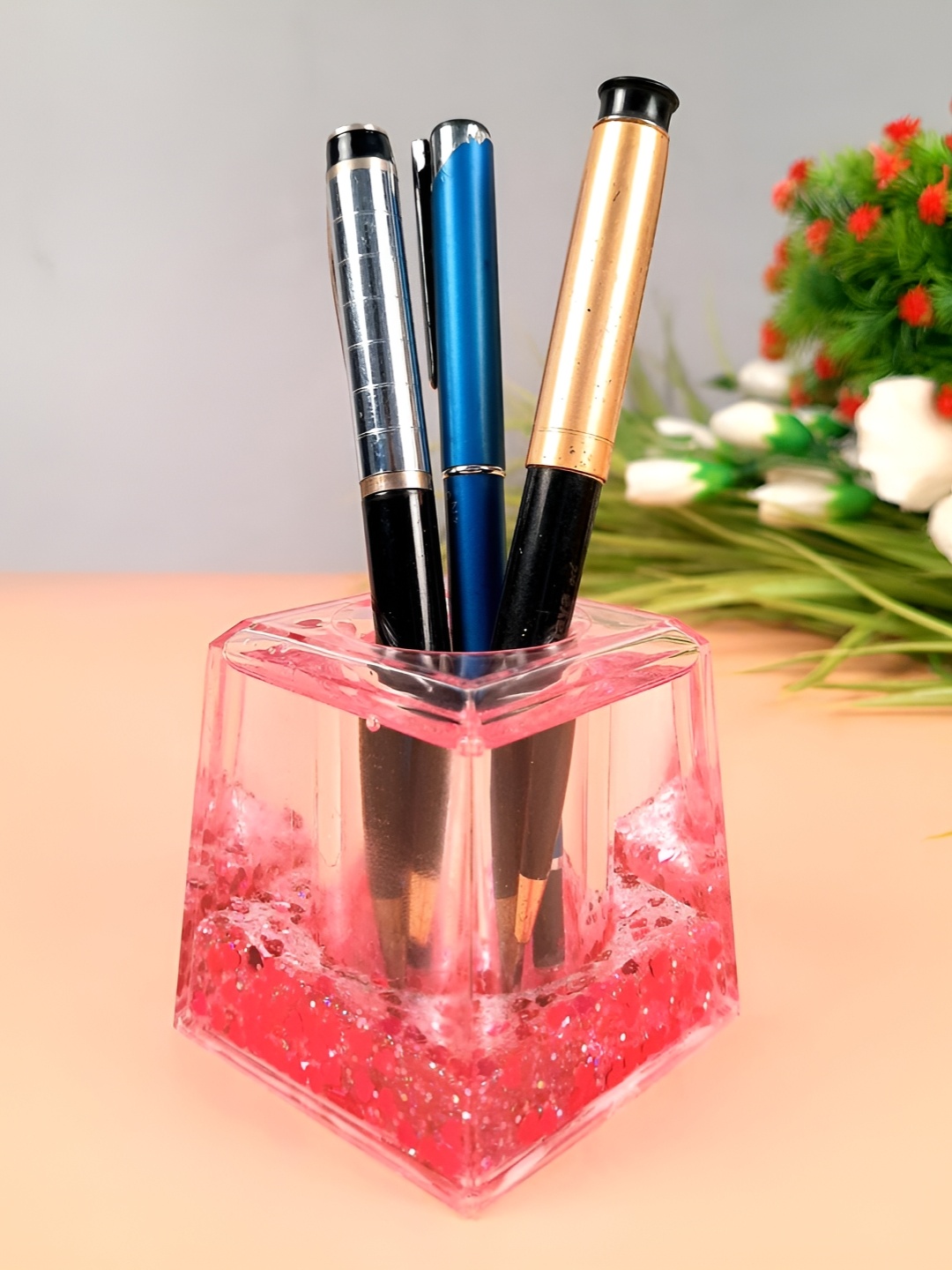 

Apka Mart Self Design Pen Stand, Pink