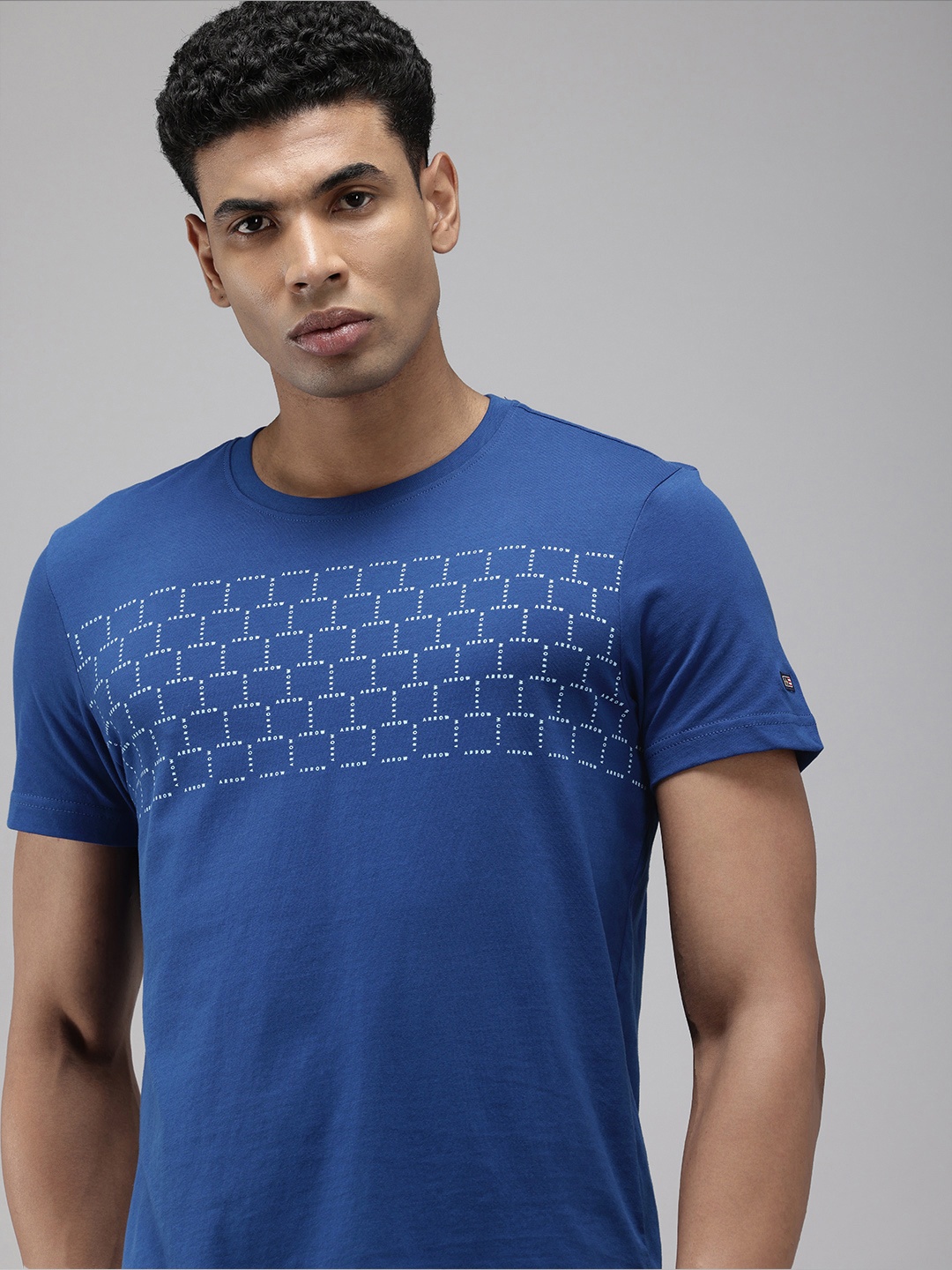 

Arrow Pure Cotton Brand Logo Printed T-shirt, Blue