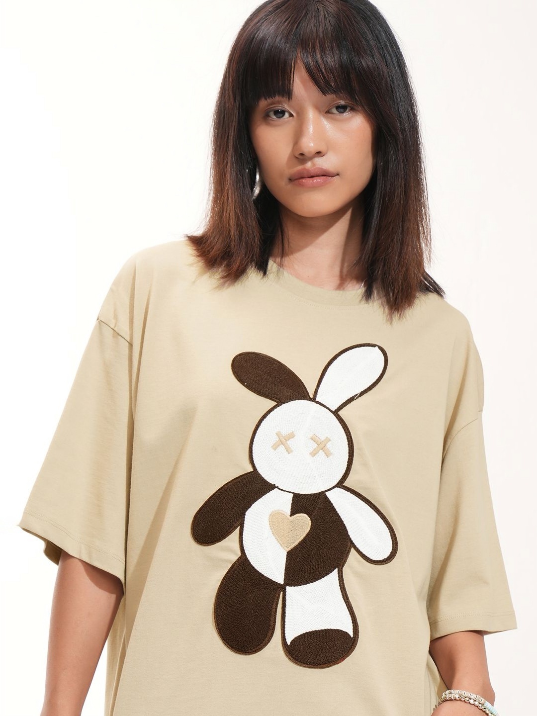 

Tokyo Talkies Women Drop-Shoulder Sleeves T-shirt, Brown