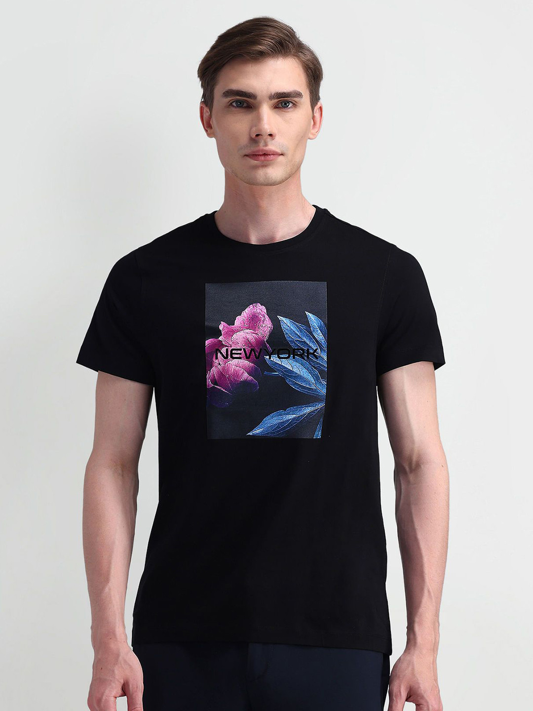 

Arrow New York Men Printed T-shirt, Black