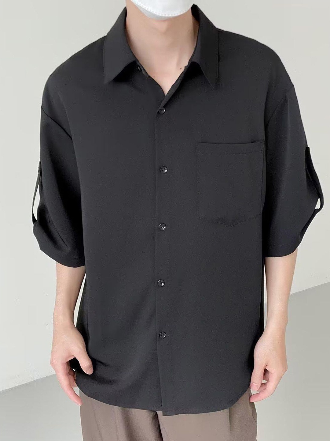 

StyleCast x Revolte Men Opaque Casual Shirt, Black