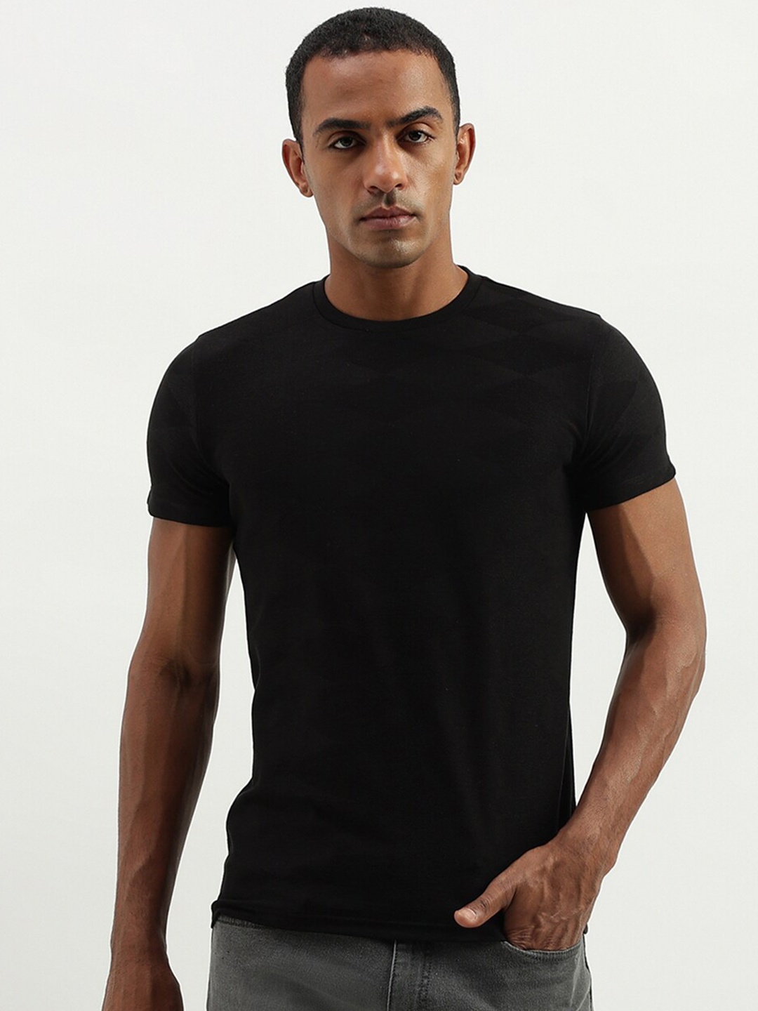 

United Colors of Benetton Round Neck Cotton Casual T-shirt, Black