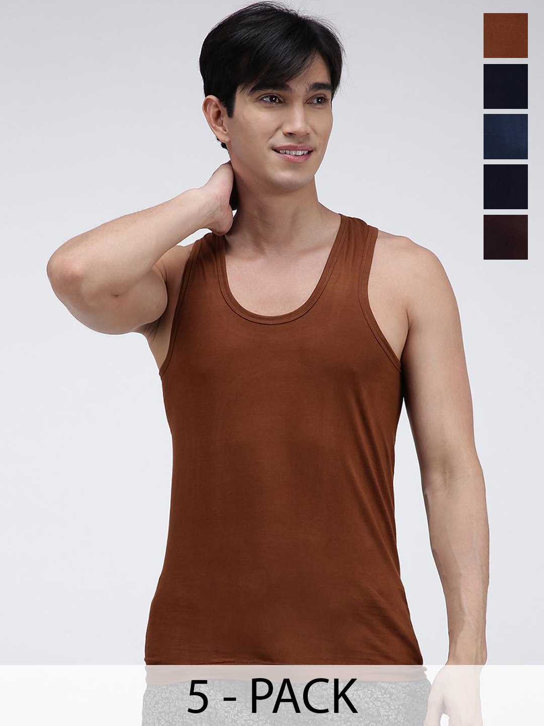 

AMUL COMFY Pack Of 5 Pure Cotton Undershirt Vest AC-CVESTRN-MULTI-XS-5PC, Navy blue