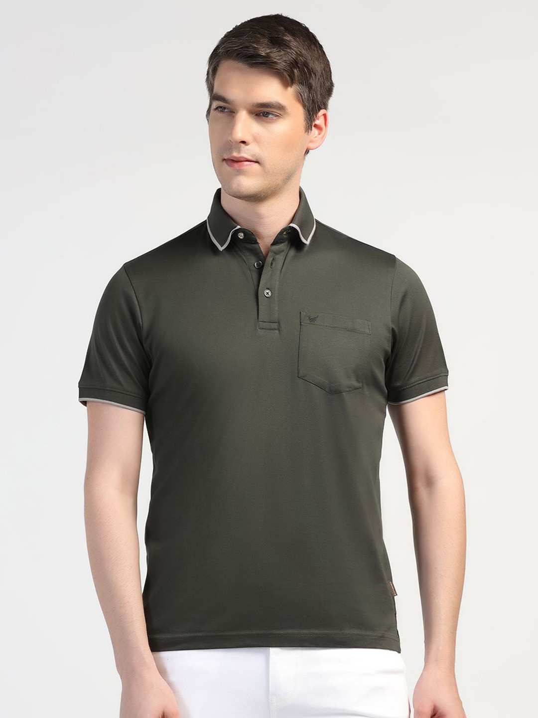 

Blackberrys Men Polo Collar Pockets Slim Fit T-shirt, Green