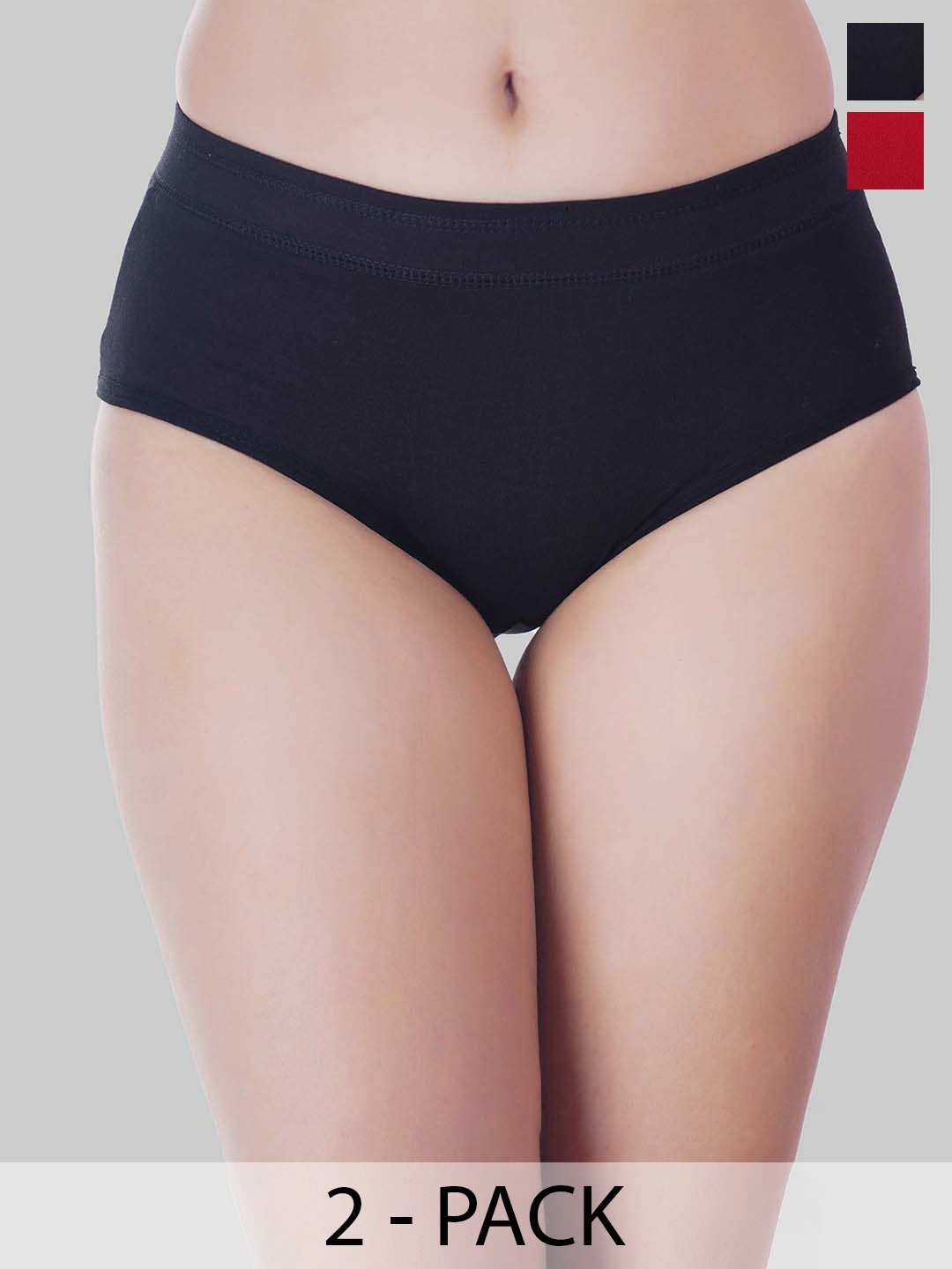 

YOU FOREVER Pack Of 2 Women High-Rise Hipster Briefs, Black