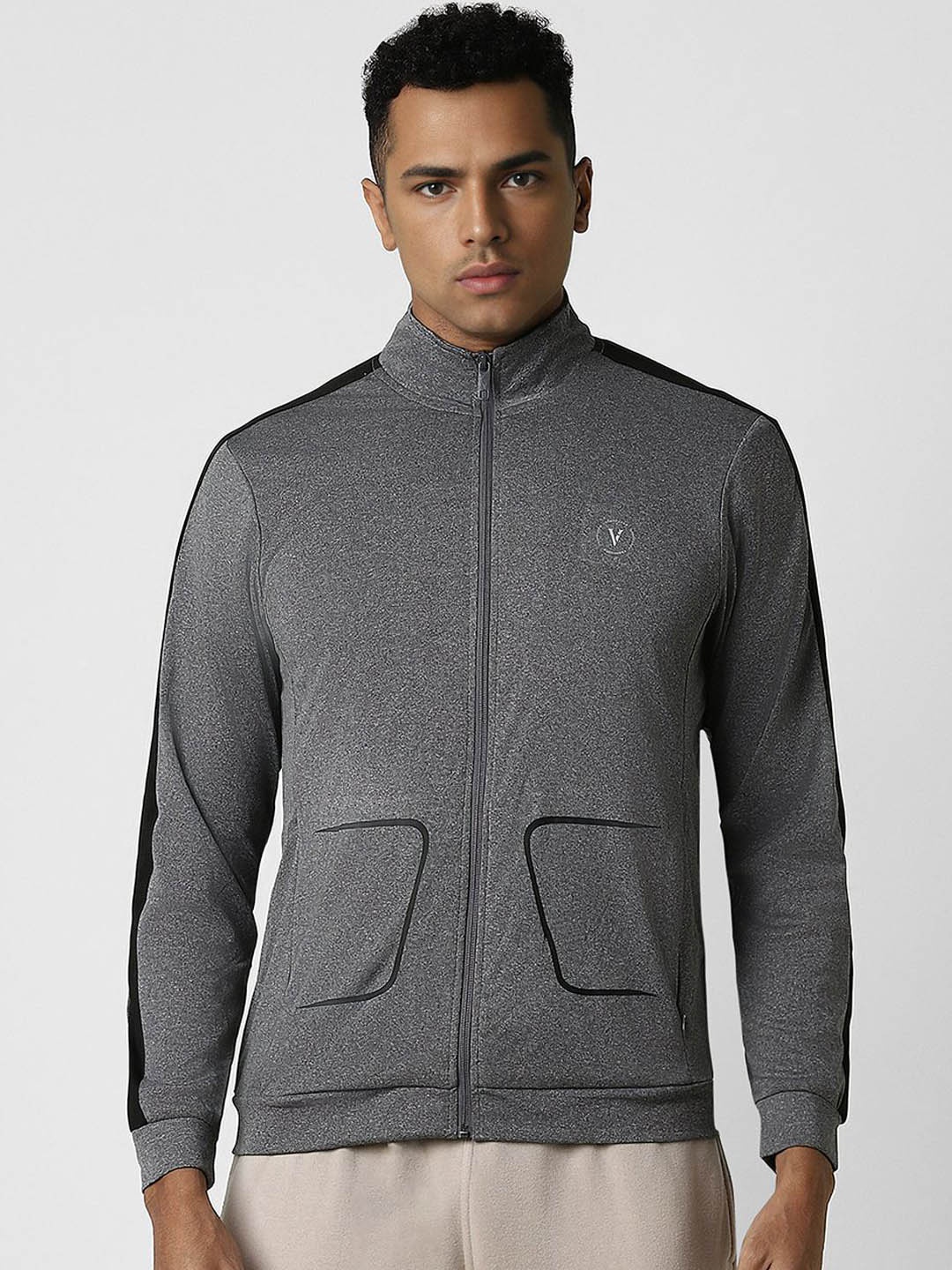 

Van Heusen Flex Men Colourblocked Open Front Jacket, Grey