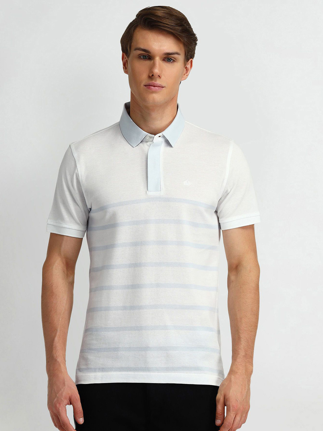 

Arrow Men Striped Polo Collar T-shirt, White