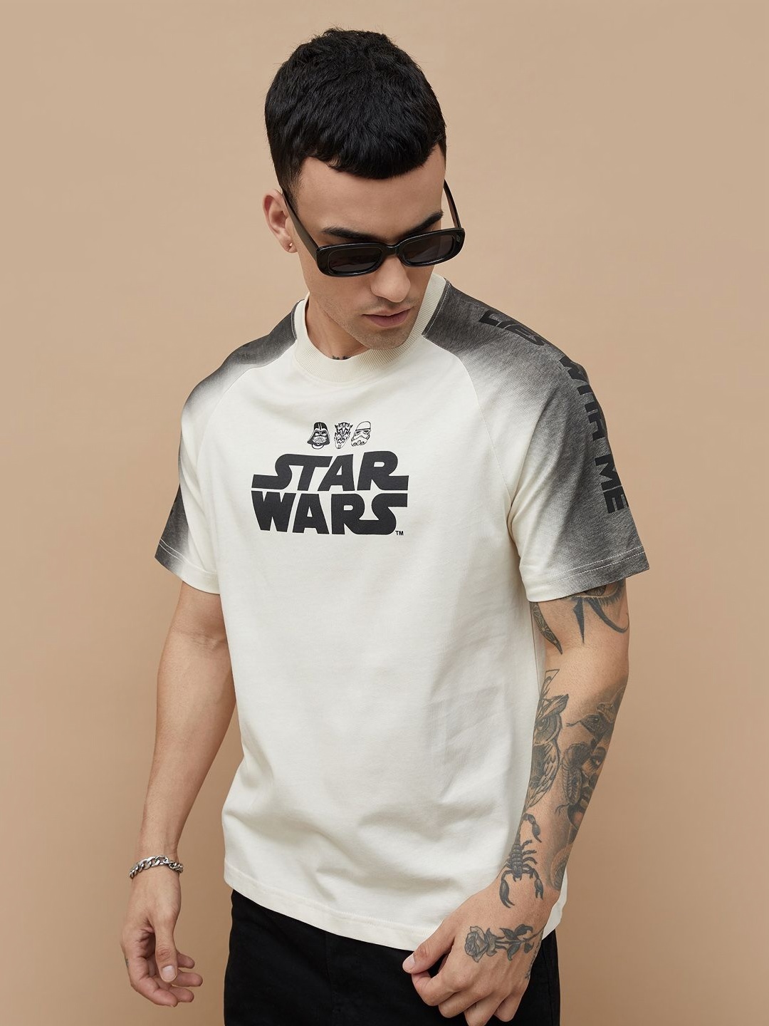 

Fame Forever by Lifestyle Men Typography Printed Raw Edge T-shirt, Beige